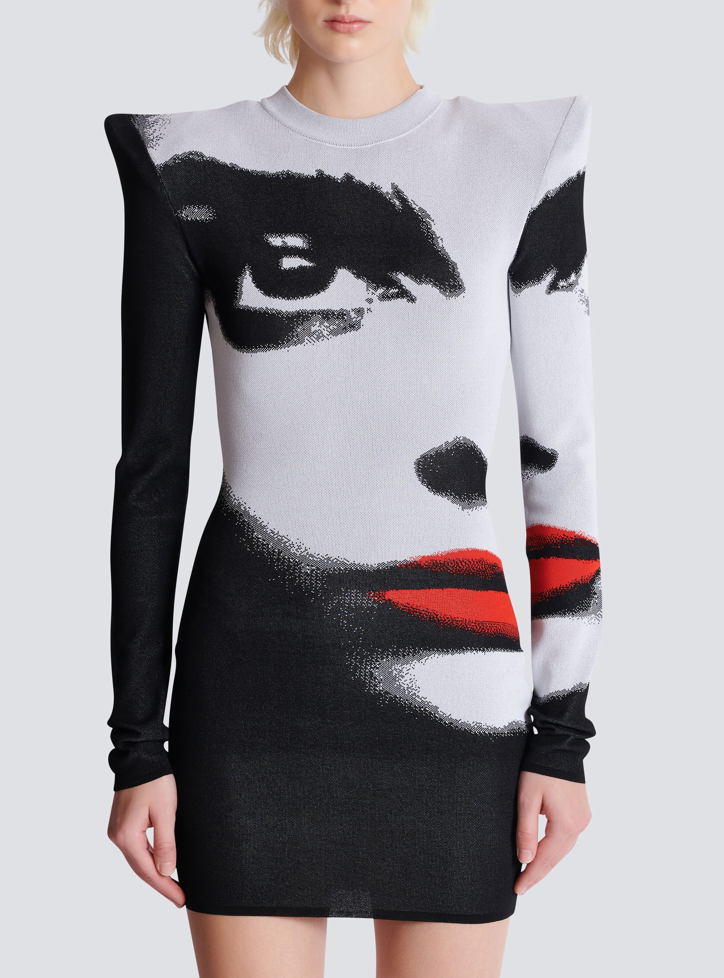 Jacquard knit dress with Face motif - 5
