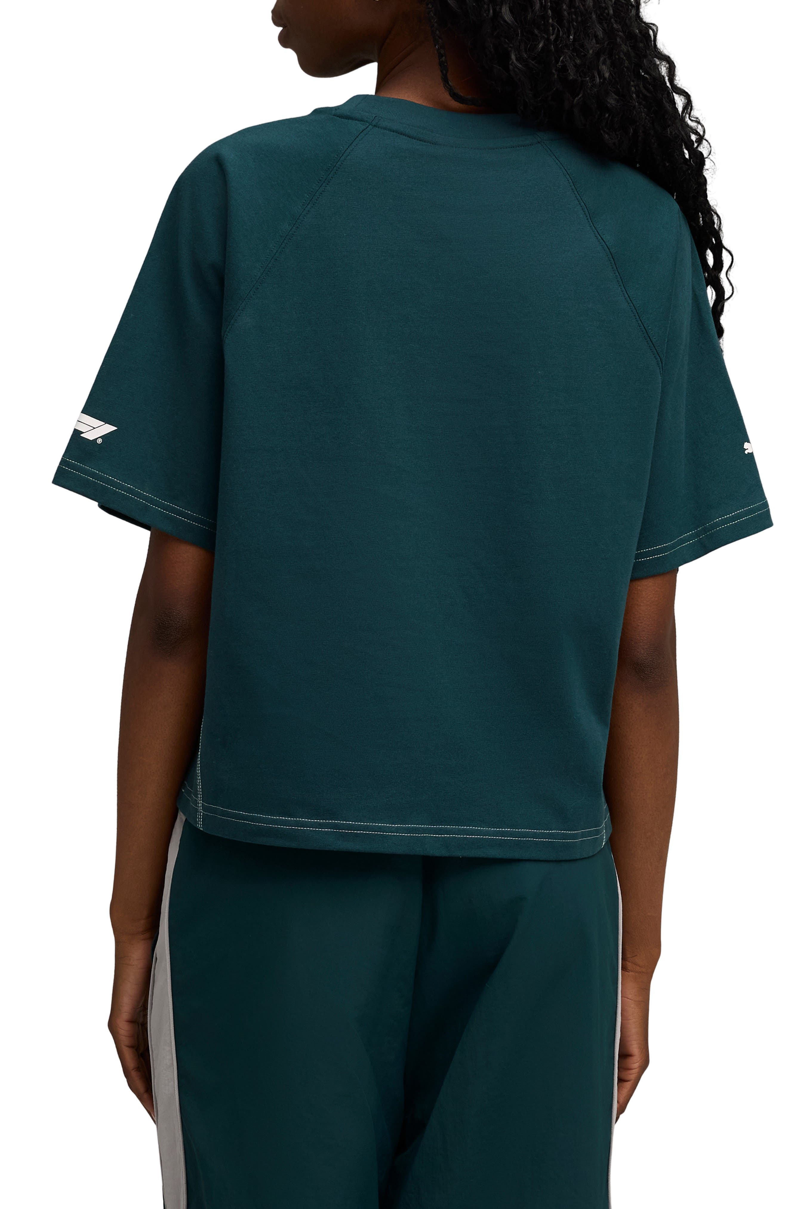 PUMA Formula 1® Raglan Sleeve Cotton T-Shirt in Green Terrain at Nordstrom - 2