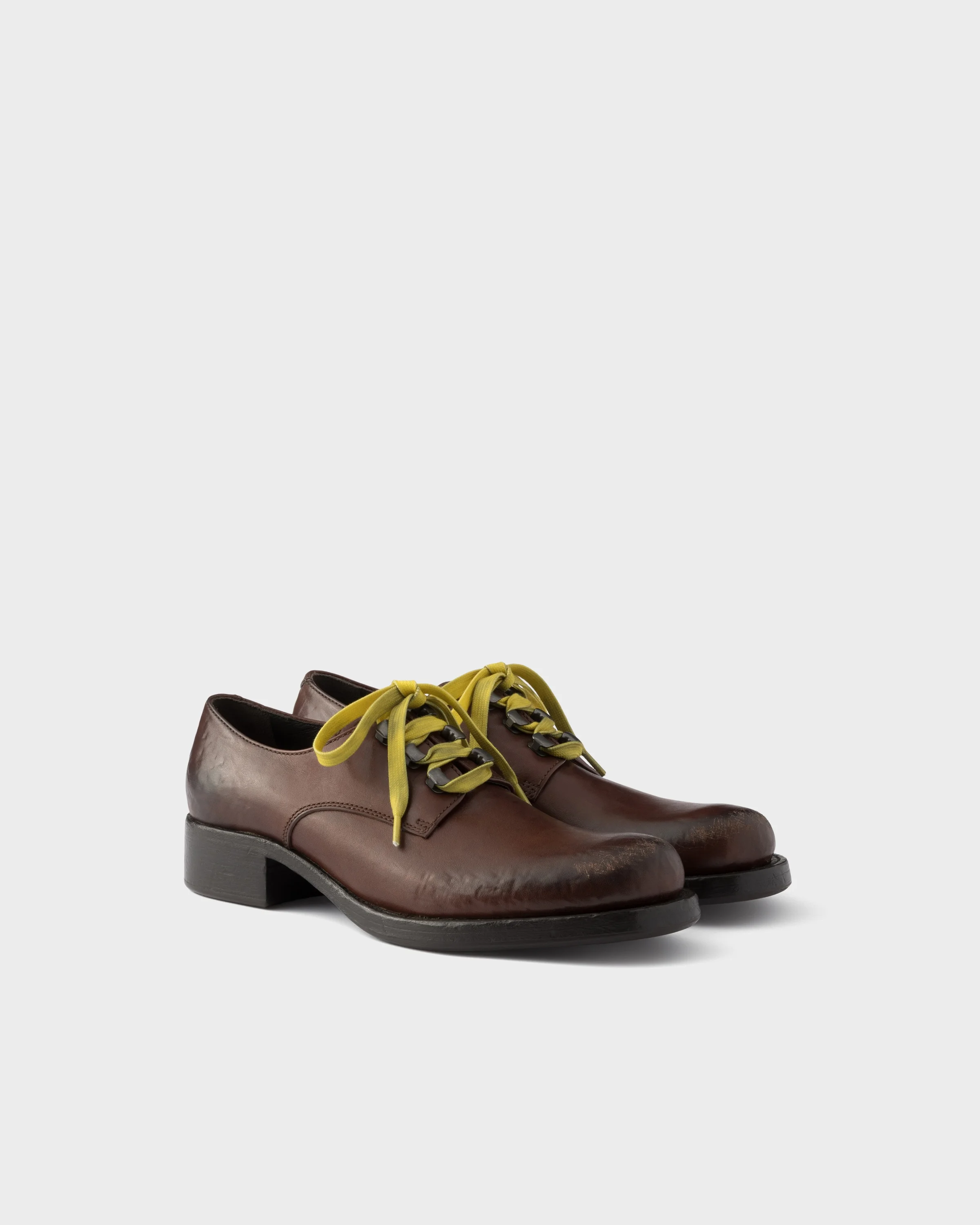 Antiqued leather lace-up shoes - 1