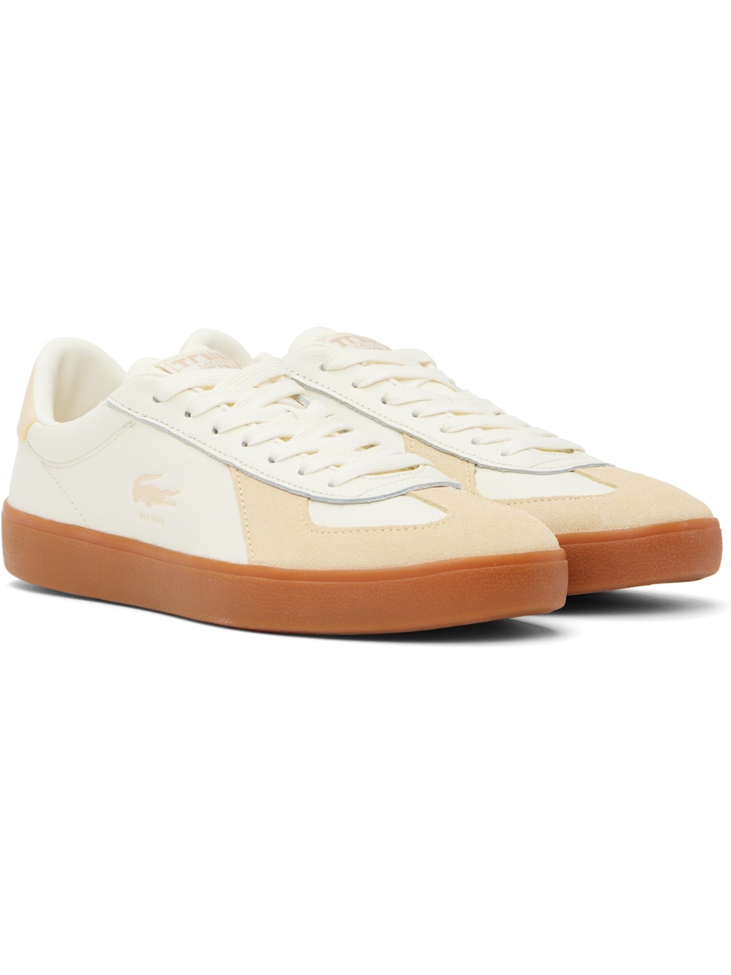 Off-White & Beige Baseshot Pro Leather Sneakers - 4