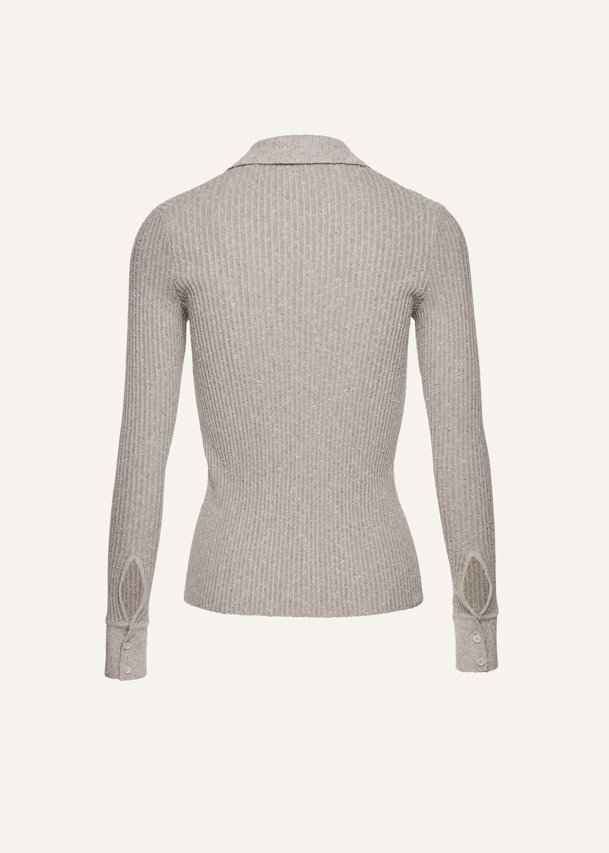 Marled collared knitwear top in grey - 2