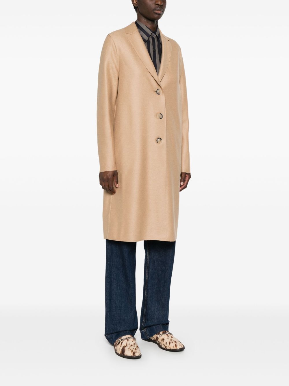 single-breasted wool coat - 3
