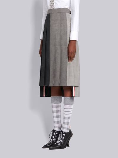 Thom Browne Grey Fun-Mix Wool 2 Ply Fresco Below Knee Classic Pleated Skirt outlook