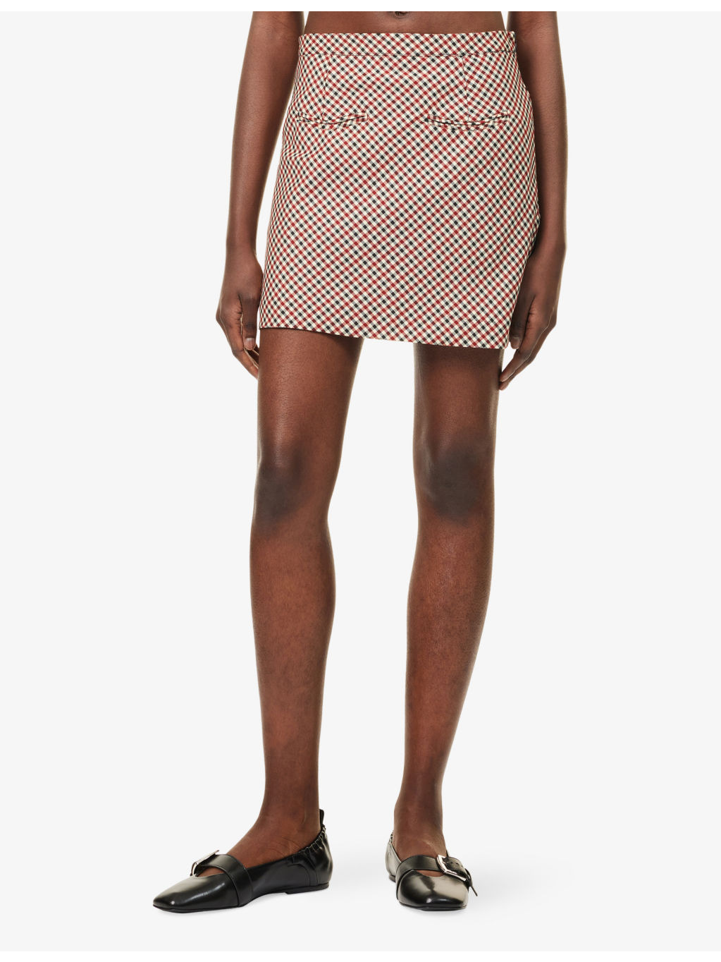Marie Check-Print Stretch-Woven Mini Skirt - 3