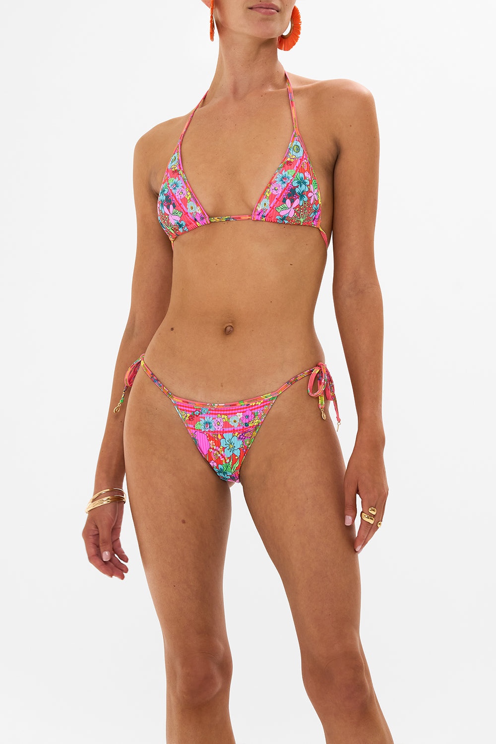 TRI BRA BIKINI WITH MULTICLR STITCH - 5
