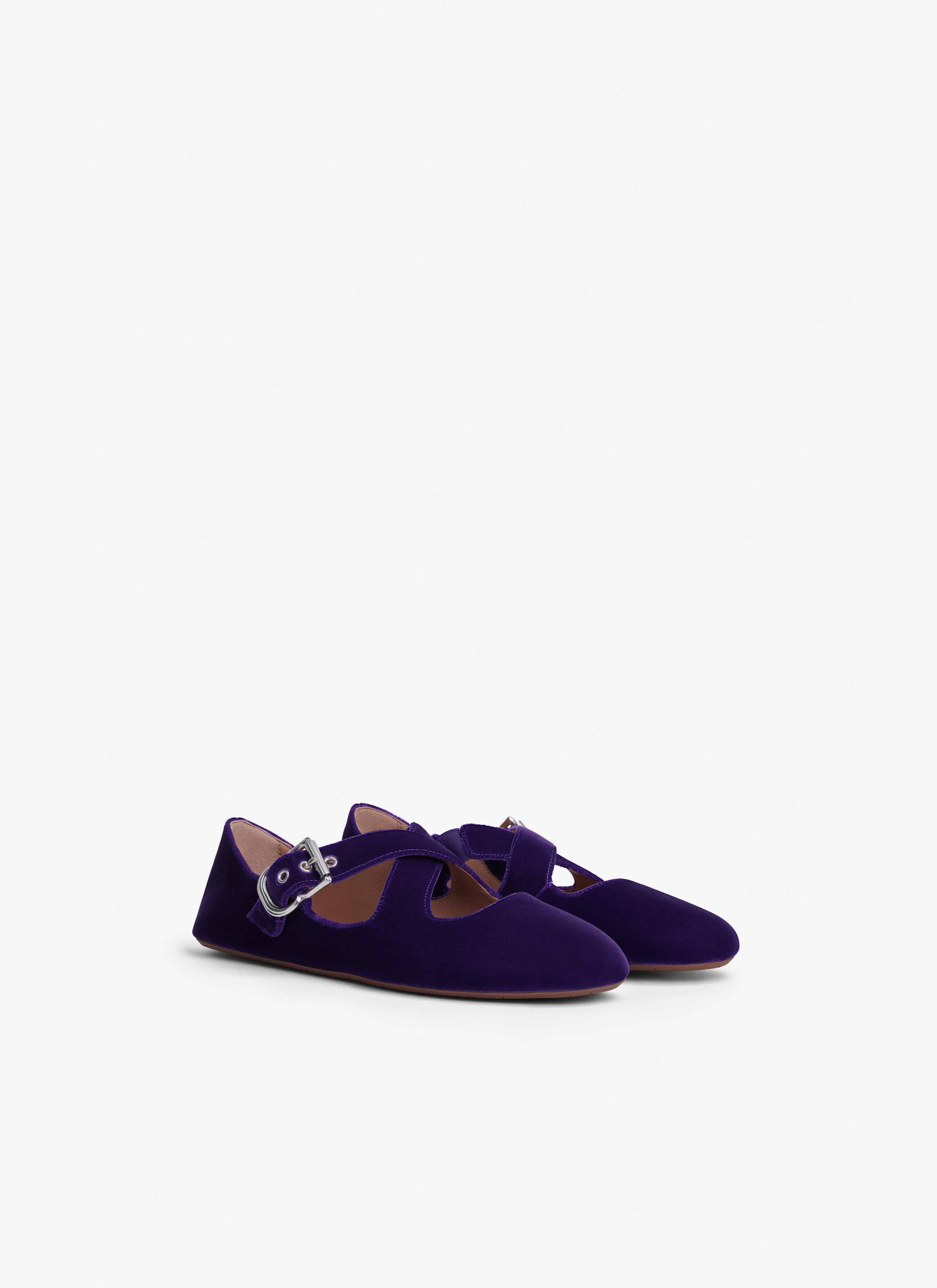 CRISS CROSS BALLET FLATS IN VELVET - 2