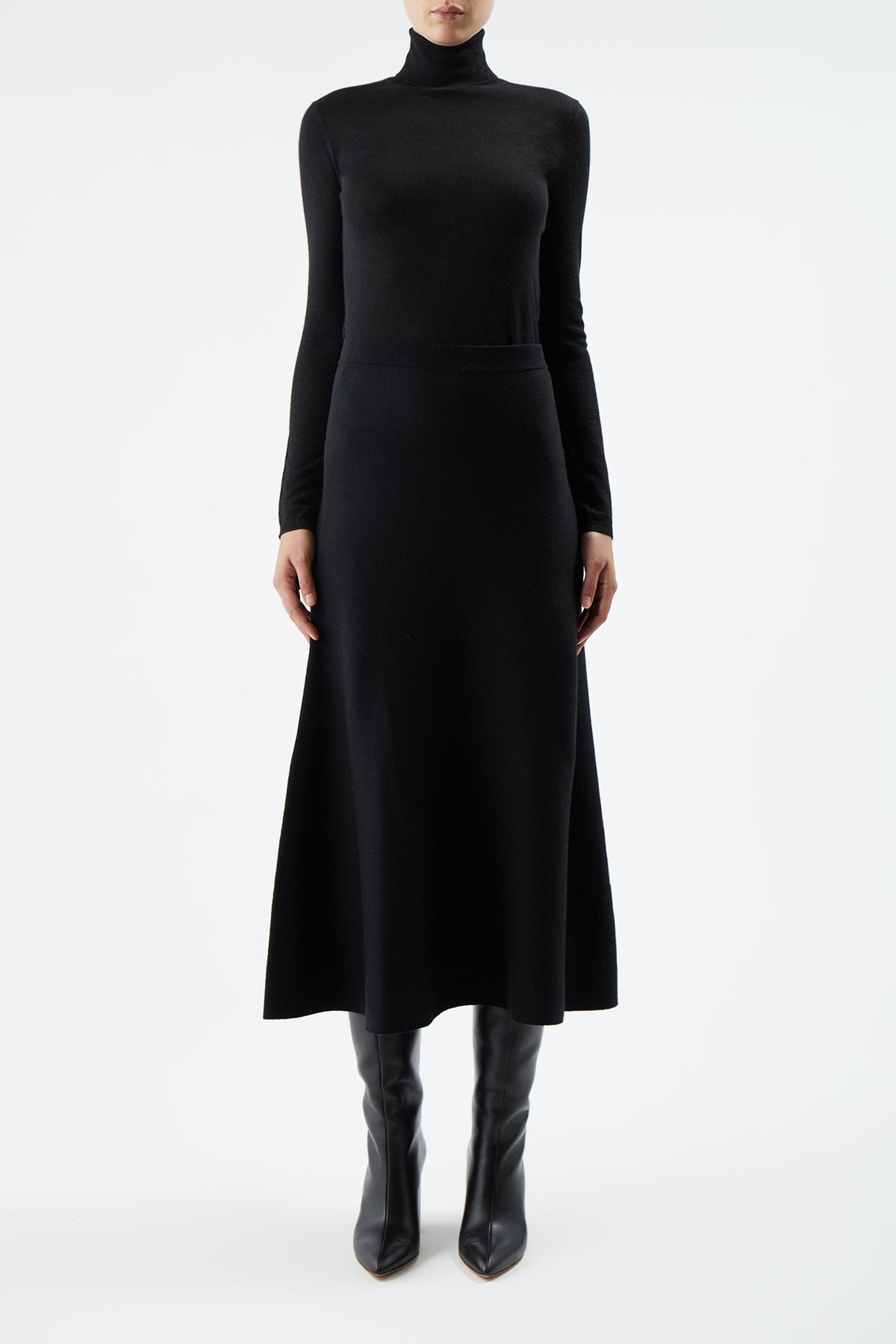 Freddie Skirt in Black Cashmere Wool - 2