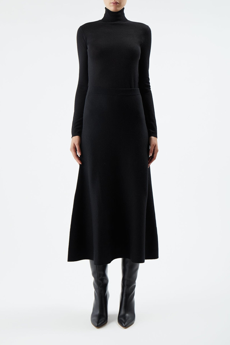 GABRIELA HEARST Freddie Skirt in Black Cashmere Wool outlook