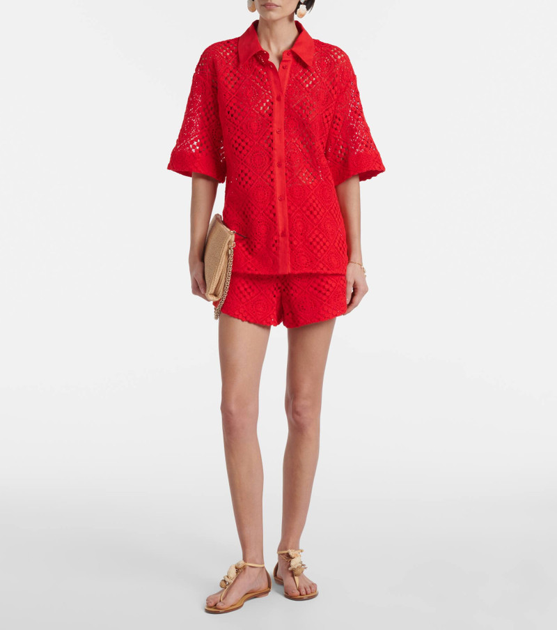 SIR. Crochet high-rise cotton-blend shorts outlook