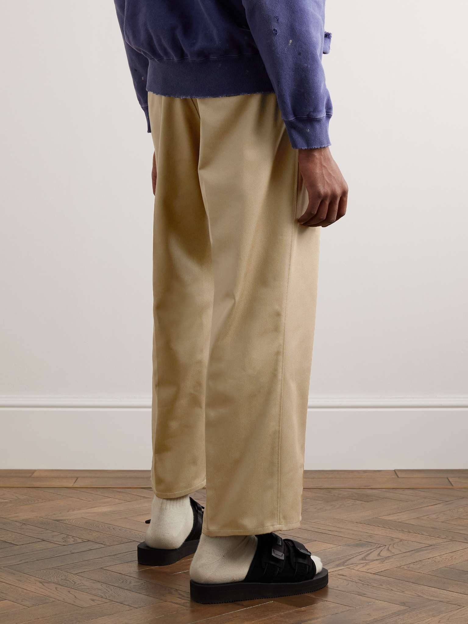 Wide-Leg Pleated Drill Trousers - 4