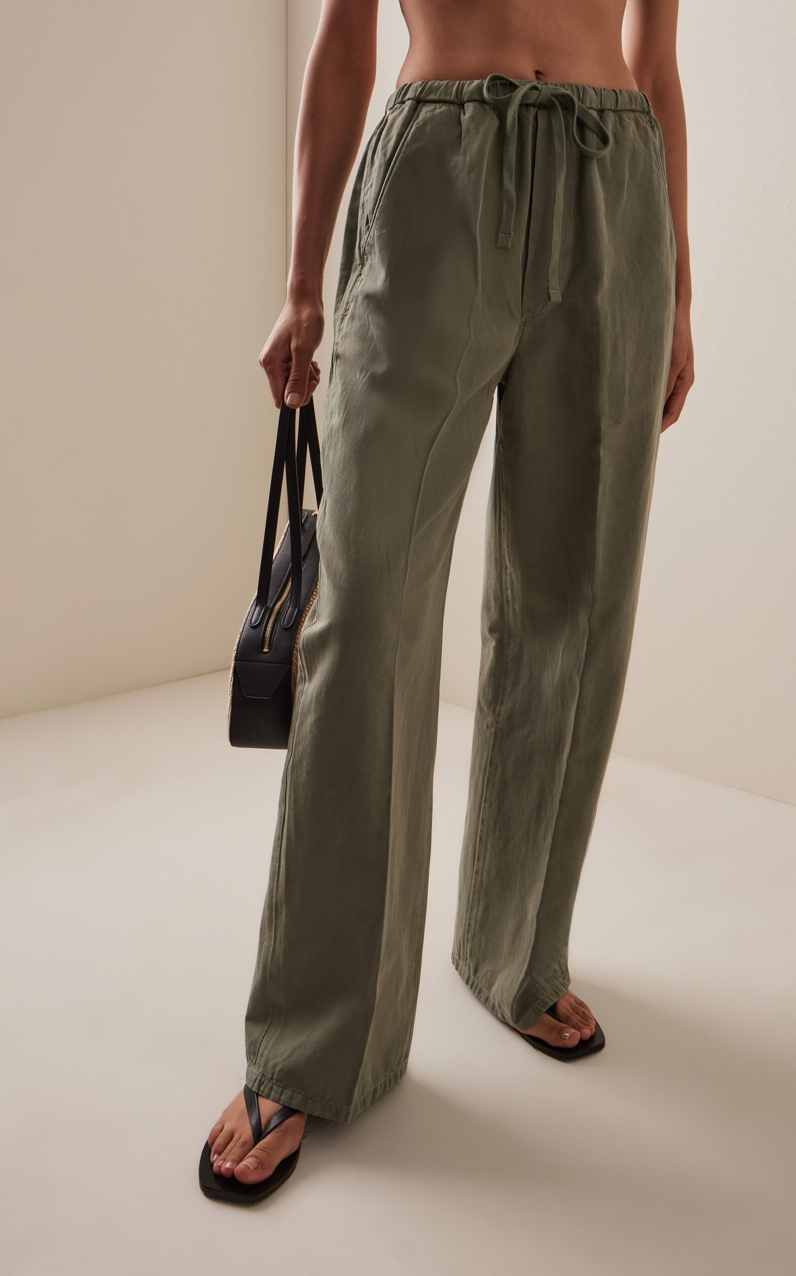 Aurora Cotton-Flax Drawstring Pants green - 3