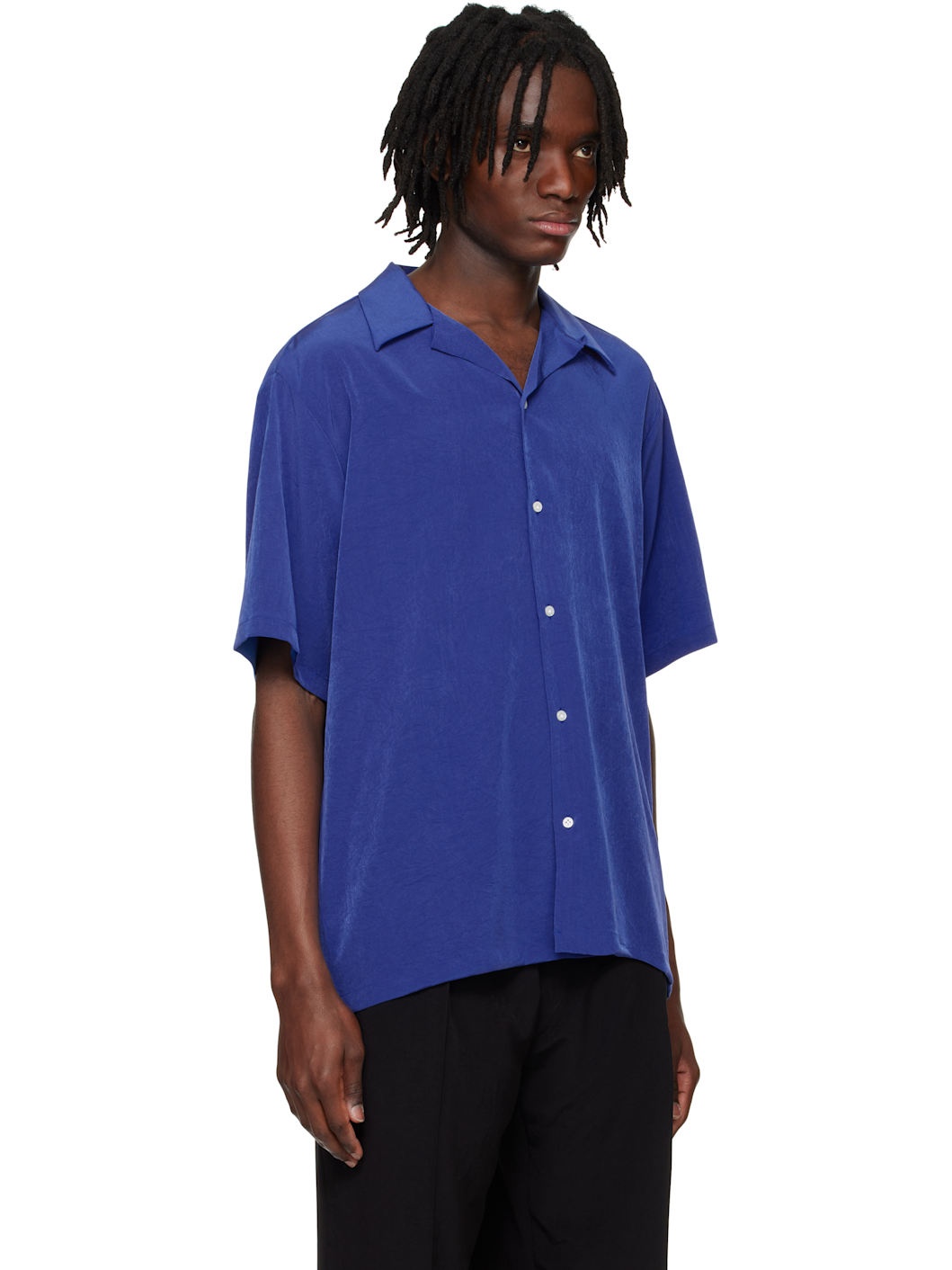 Blue Open Collar S/S Shirt - 2