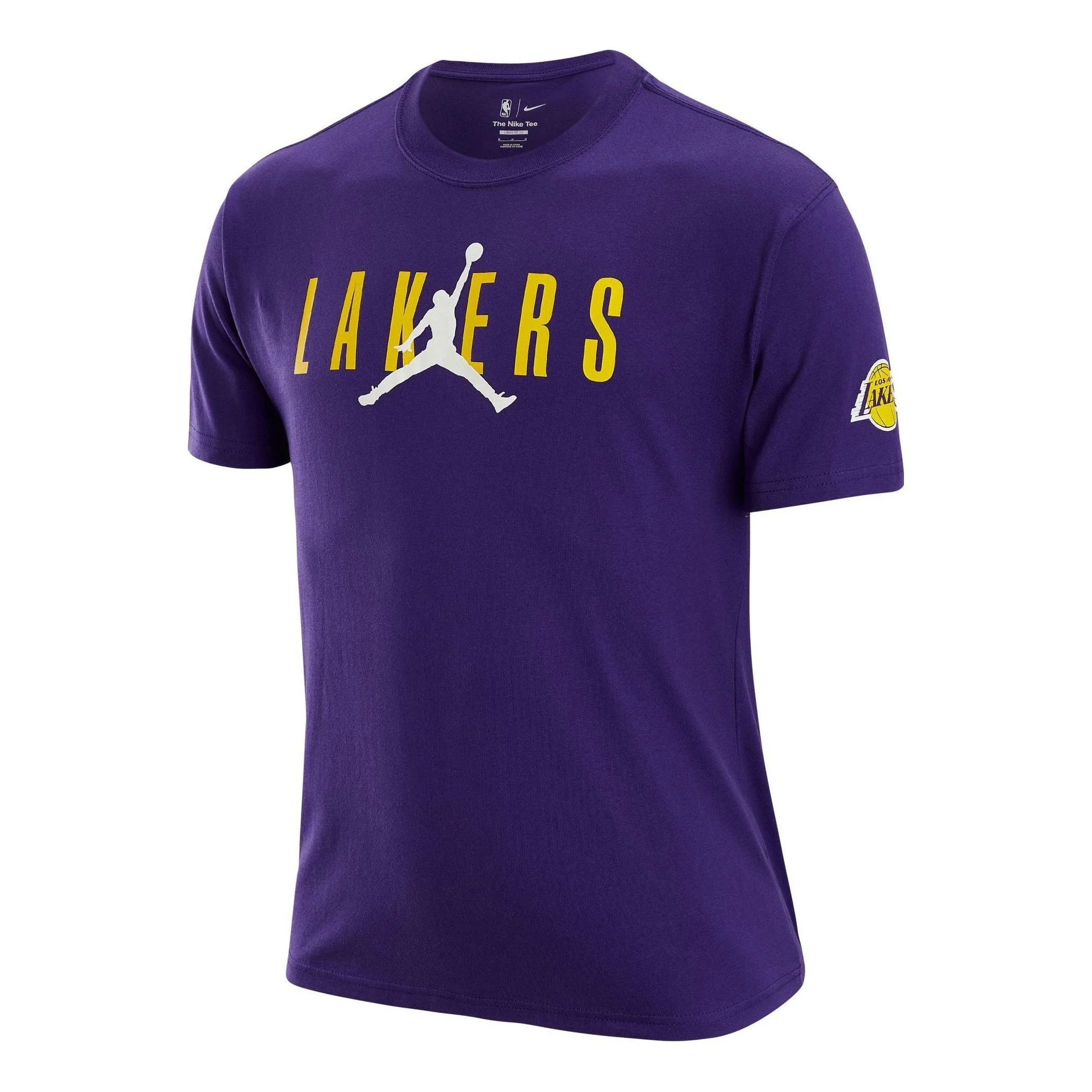 Air Jordan Los Angeles Lakers Alphabet Printing Round Neck Short Sleeve Purple DA6513-547 - 1