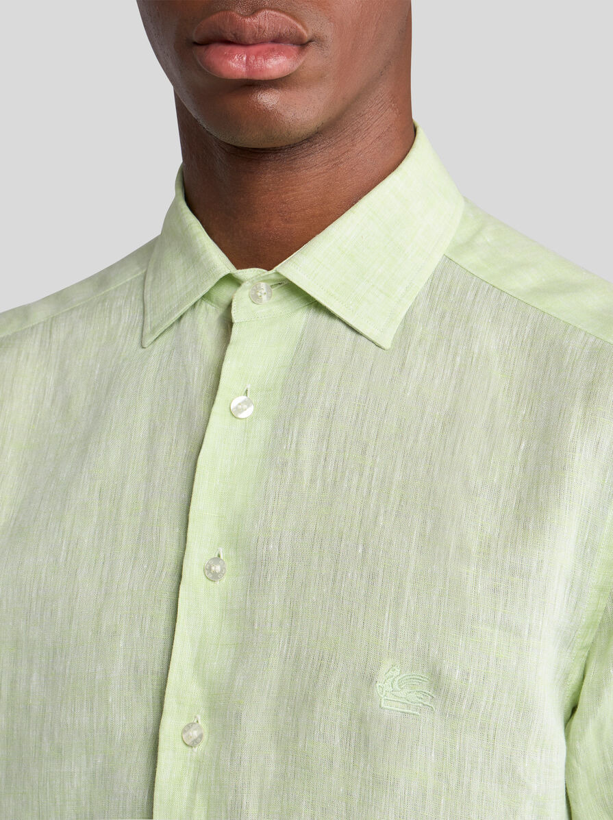 LINEN SHIRT WITH PEGASO EMBROIDERY - 3