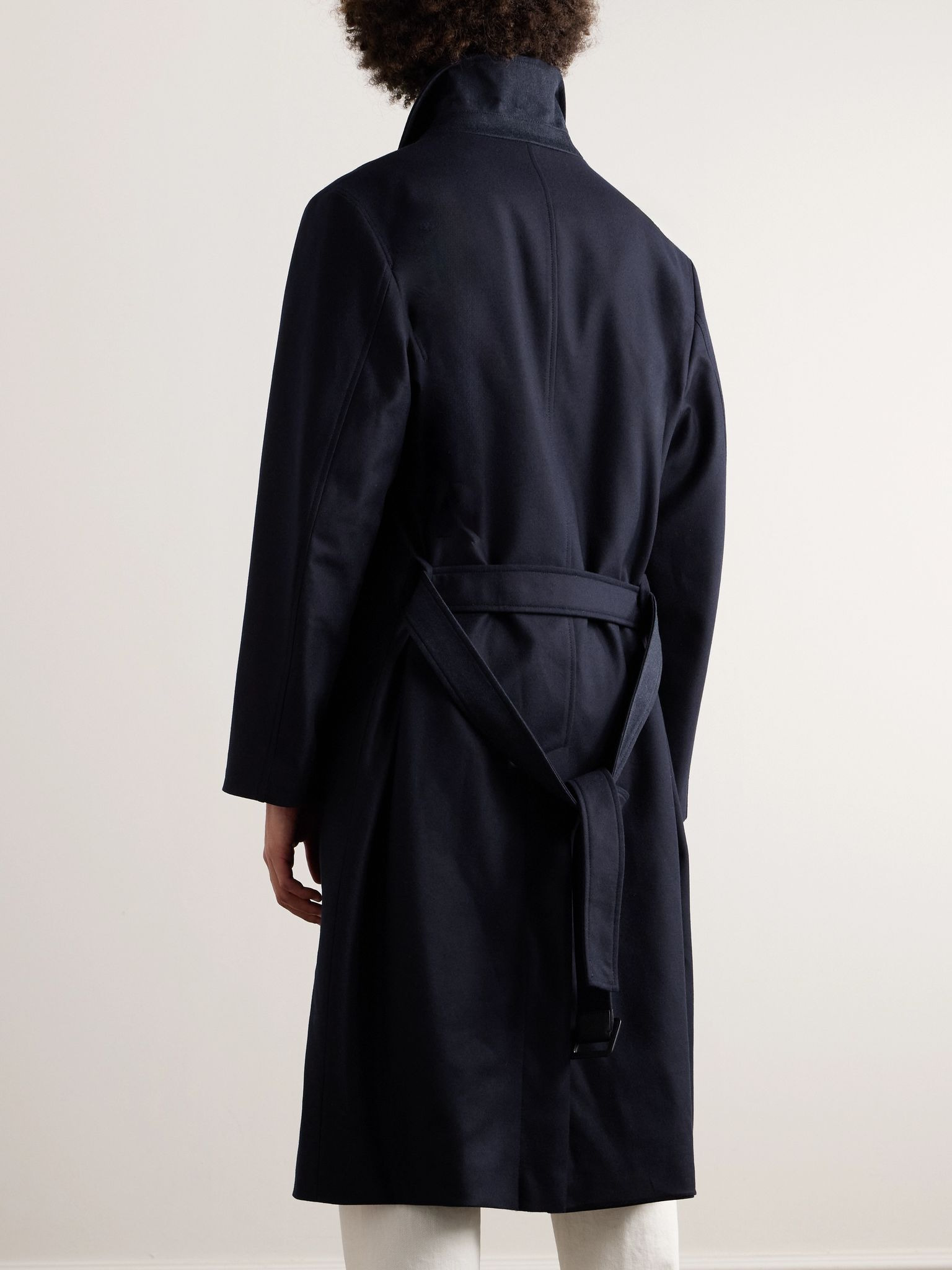 Reversible Virgin Wool, Cashmere-Blend and Denim Coat Navy - 3