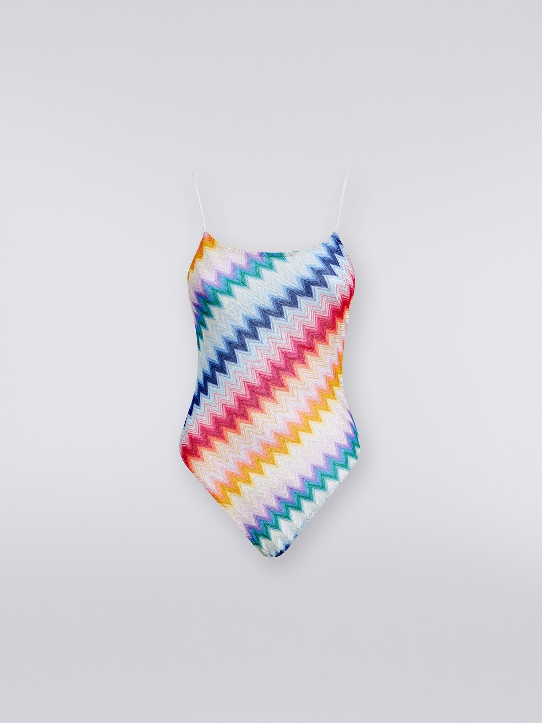Zigzag one-piece swimming costume with lurex - 1