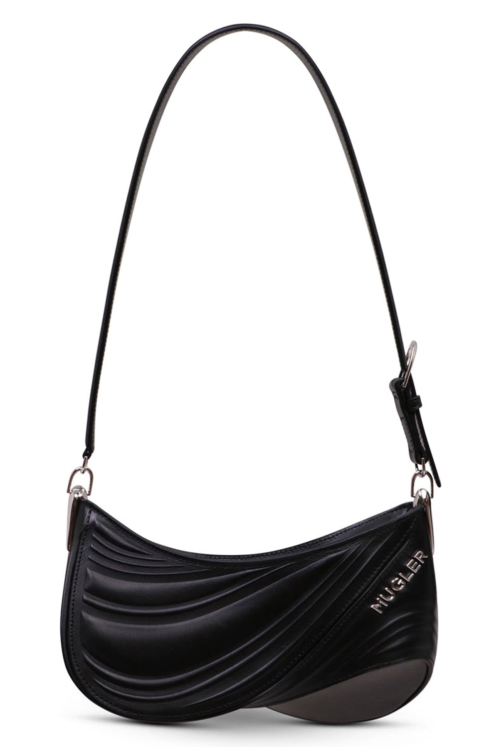 SMALL EMBOSSED SPIRAL CURVE BAG 01 | BLACK - 1