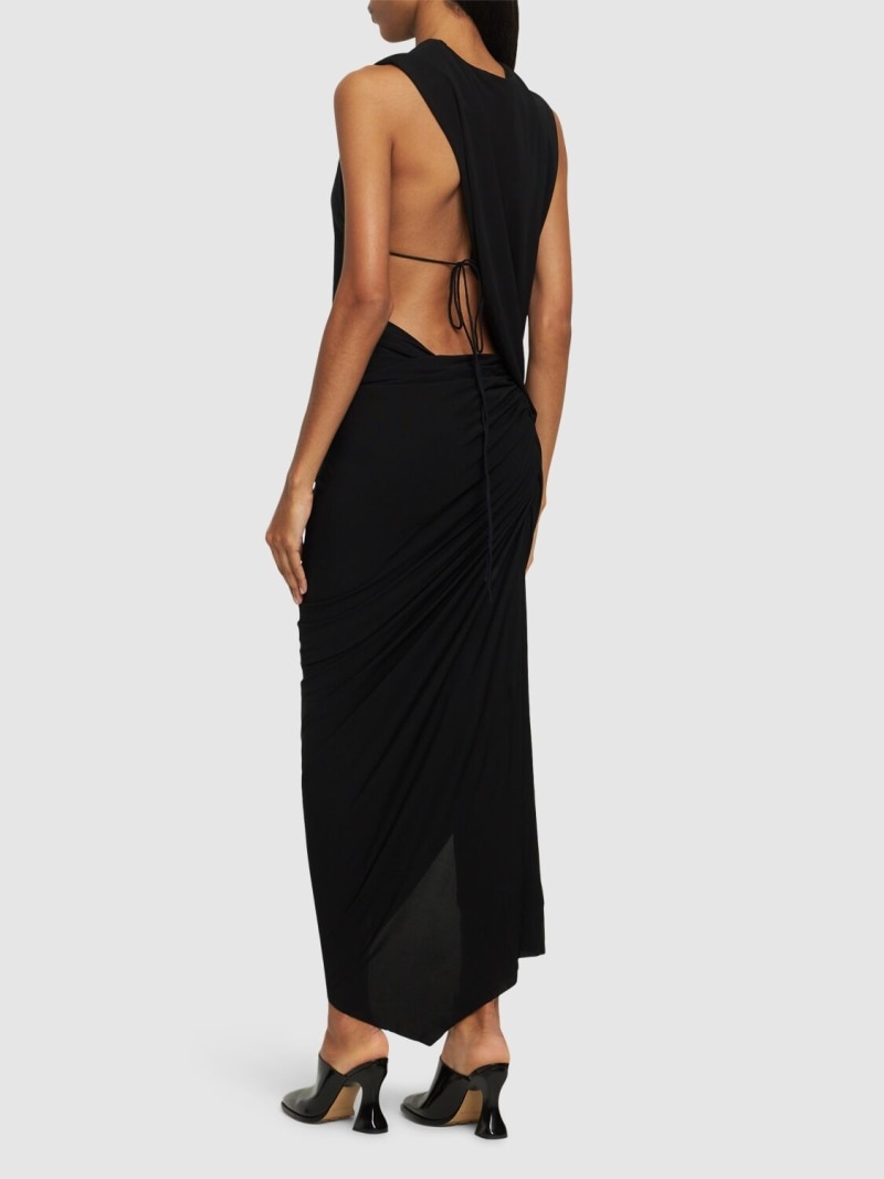 Monstera asymmetrical viscose maxi dress - 3