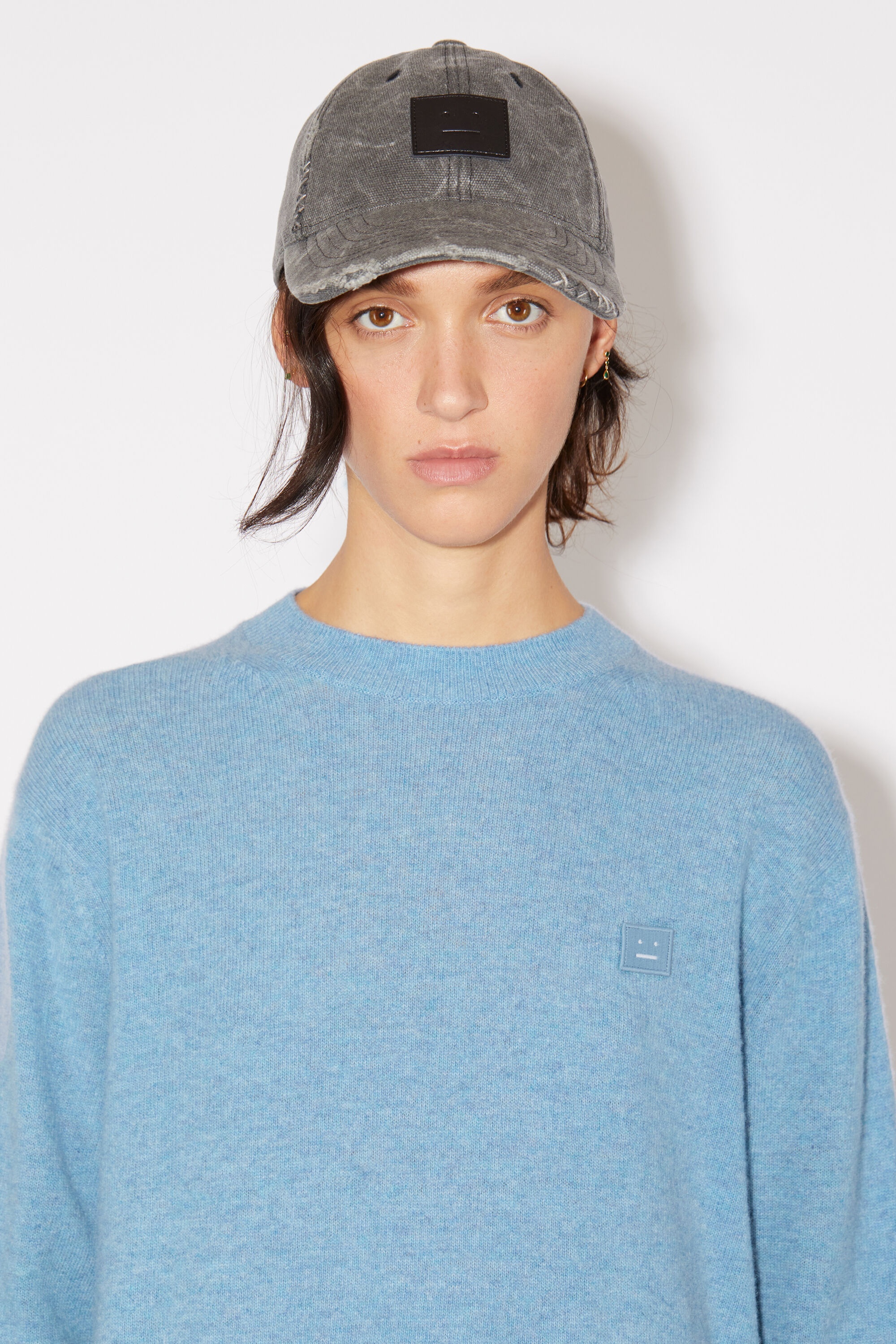 Crew neck knit jumper - Steel blue melange - 5
