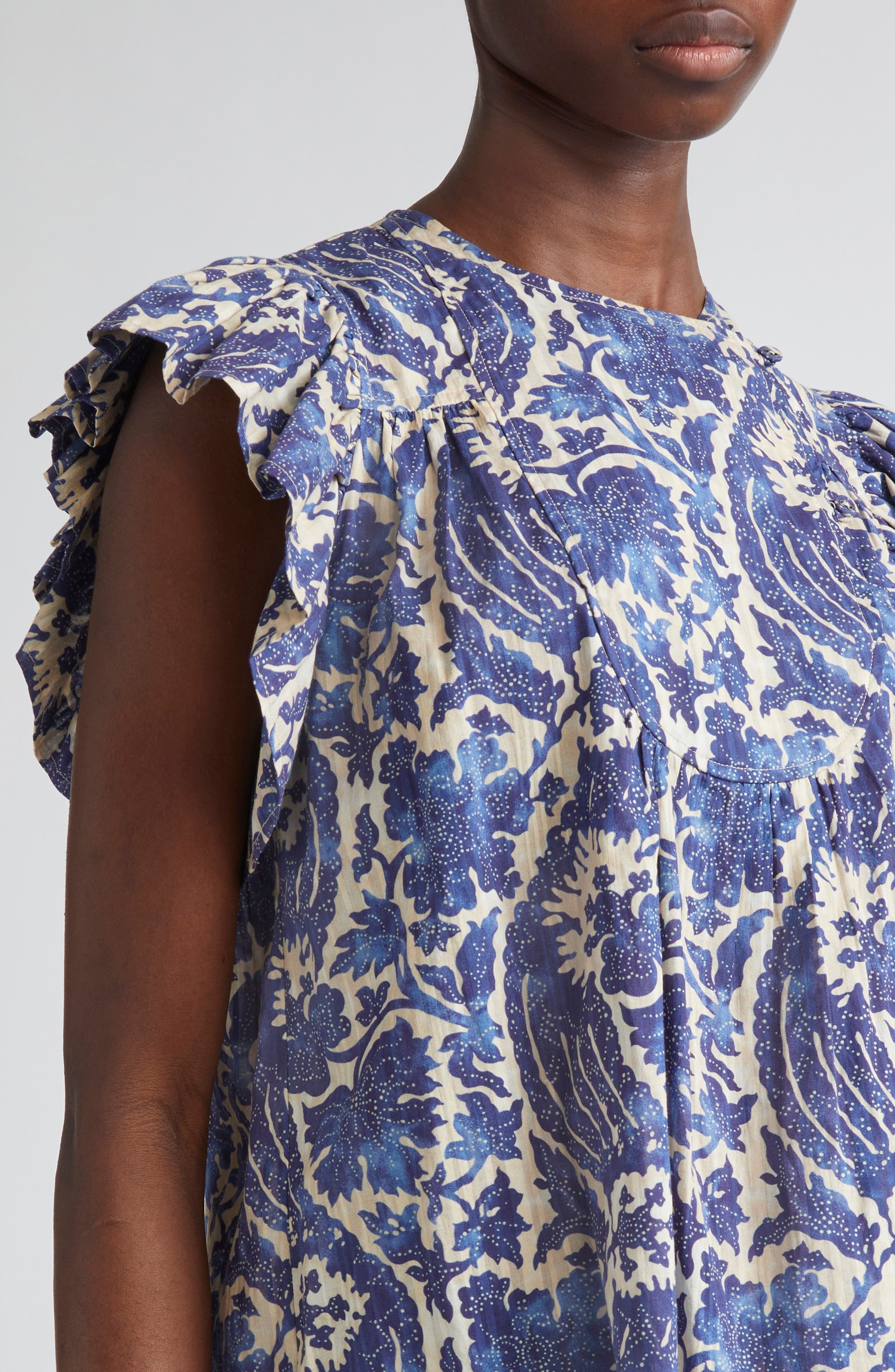Ulla Johnson Sienna Flutter Sleeve Top in Ocean at Nordstrom - 4