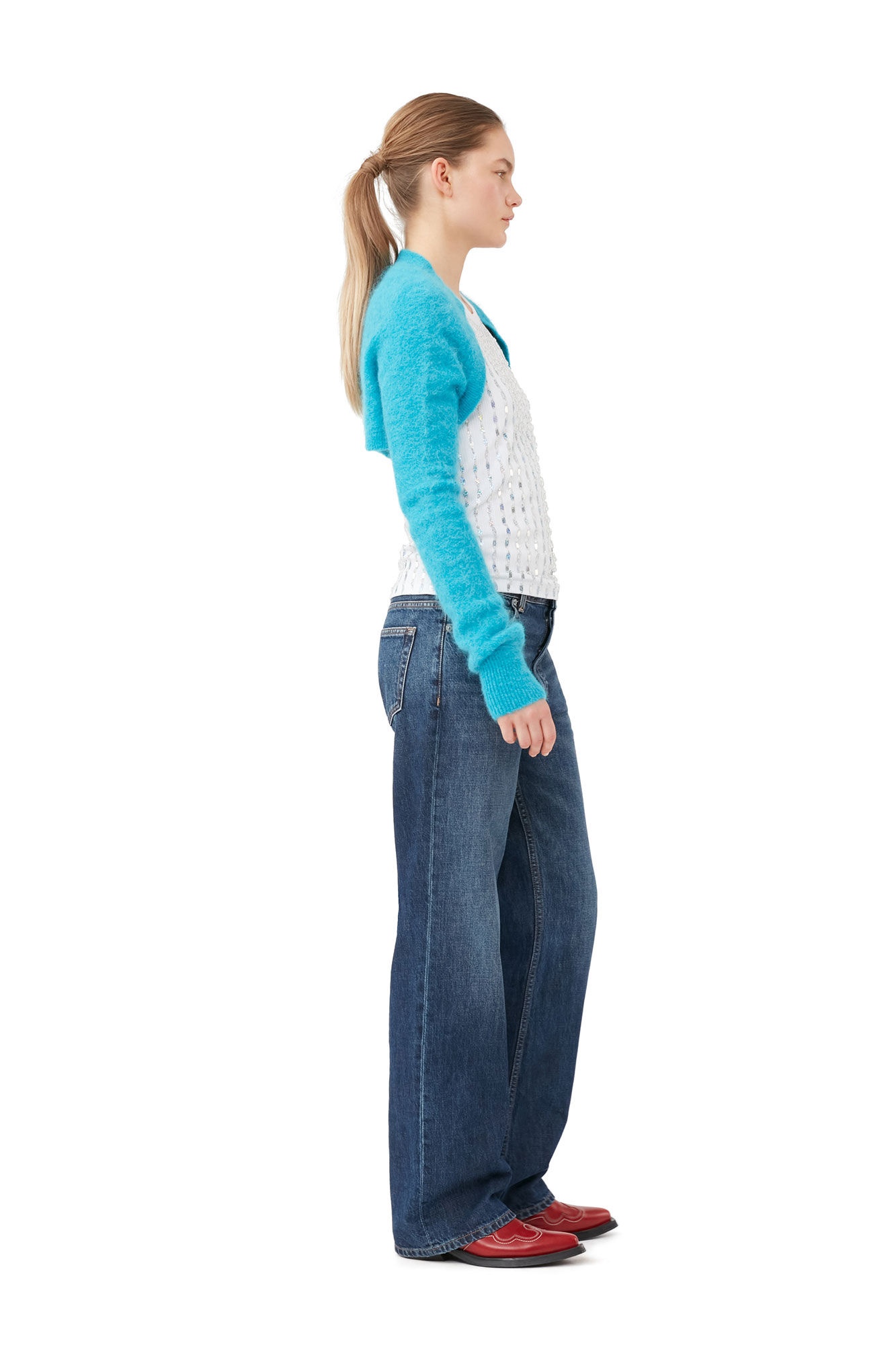 BLUE BRUSHED ALPACA BOLERO - 5