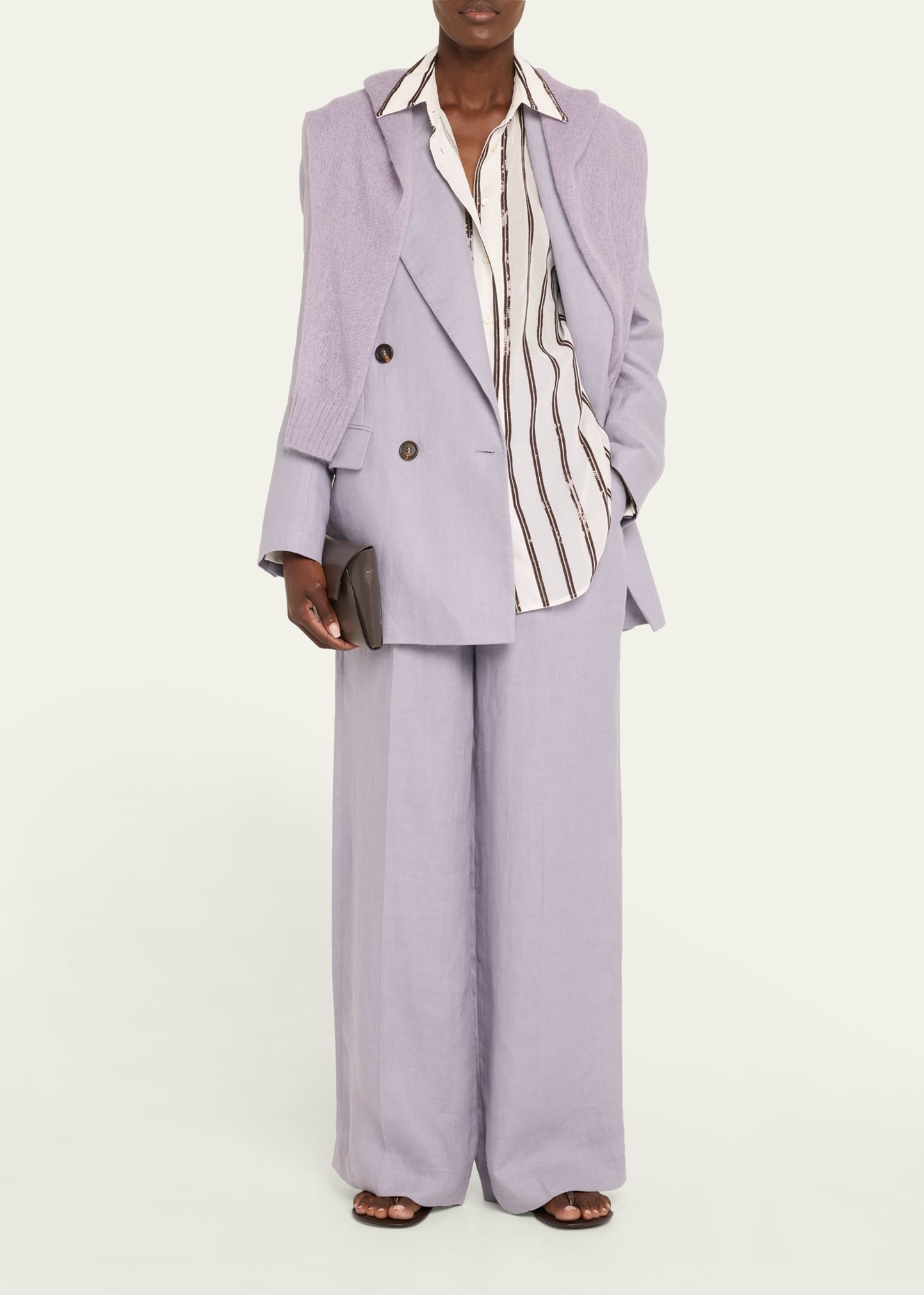 Double-Breasted Linen Gabardine Blazer - 2