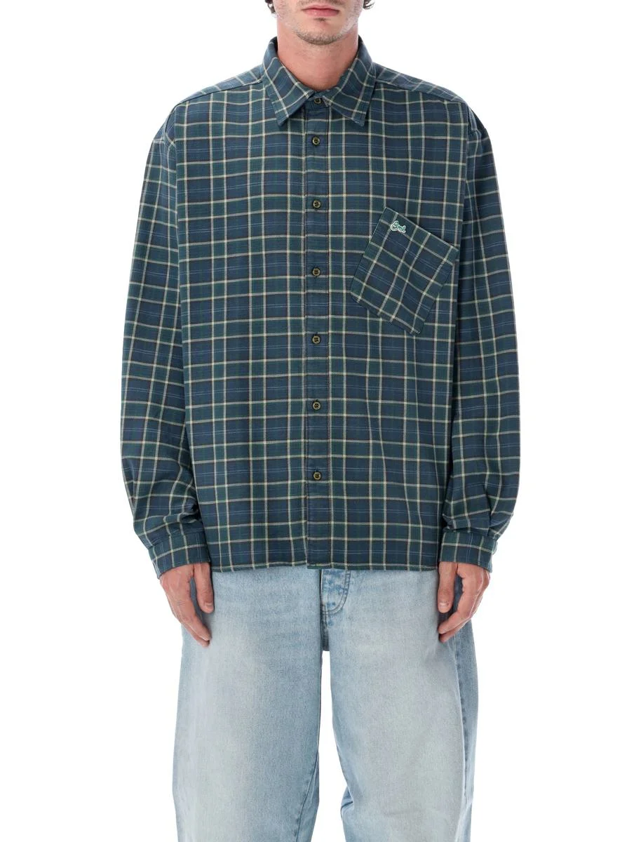 Erl Green Cotton Check Shirt - 1