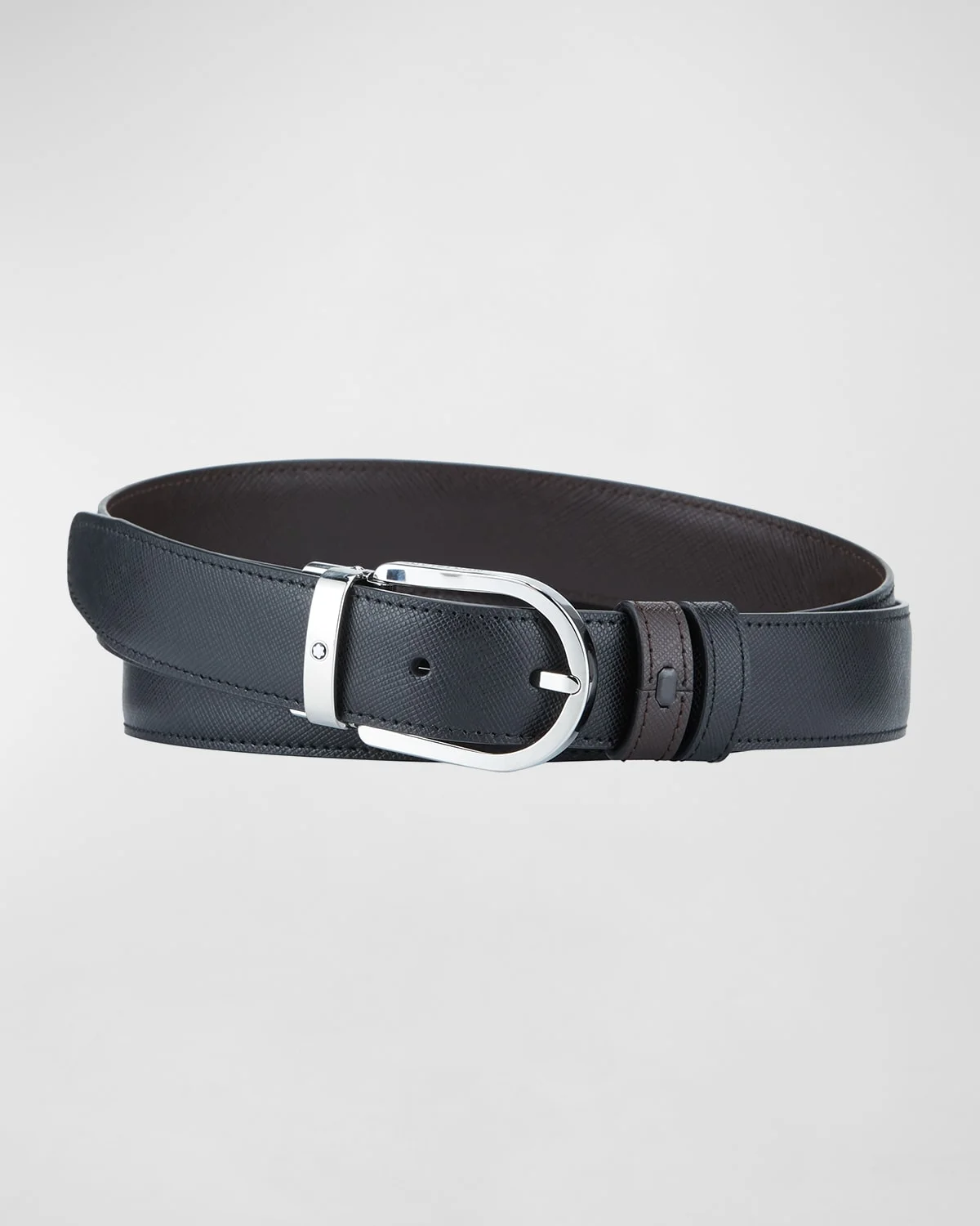 Men's Horseshoe-Buckle Reversible Leather Belt - 1
