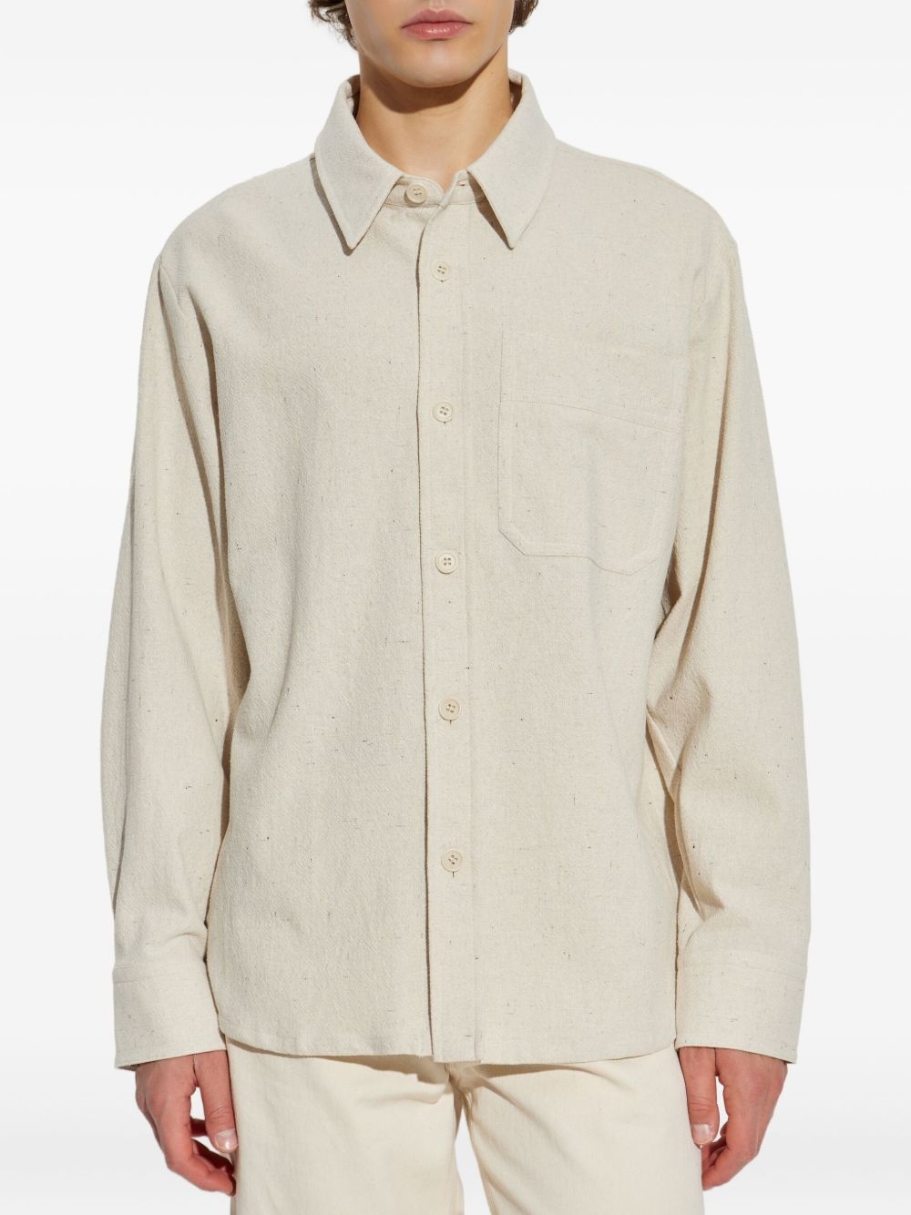cotton button-up shirt - 3