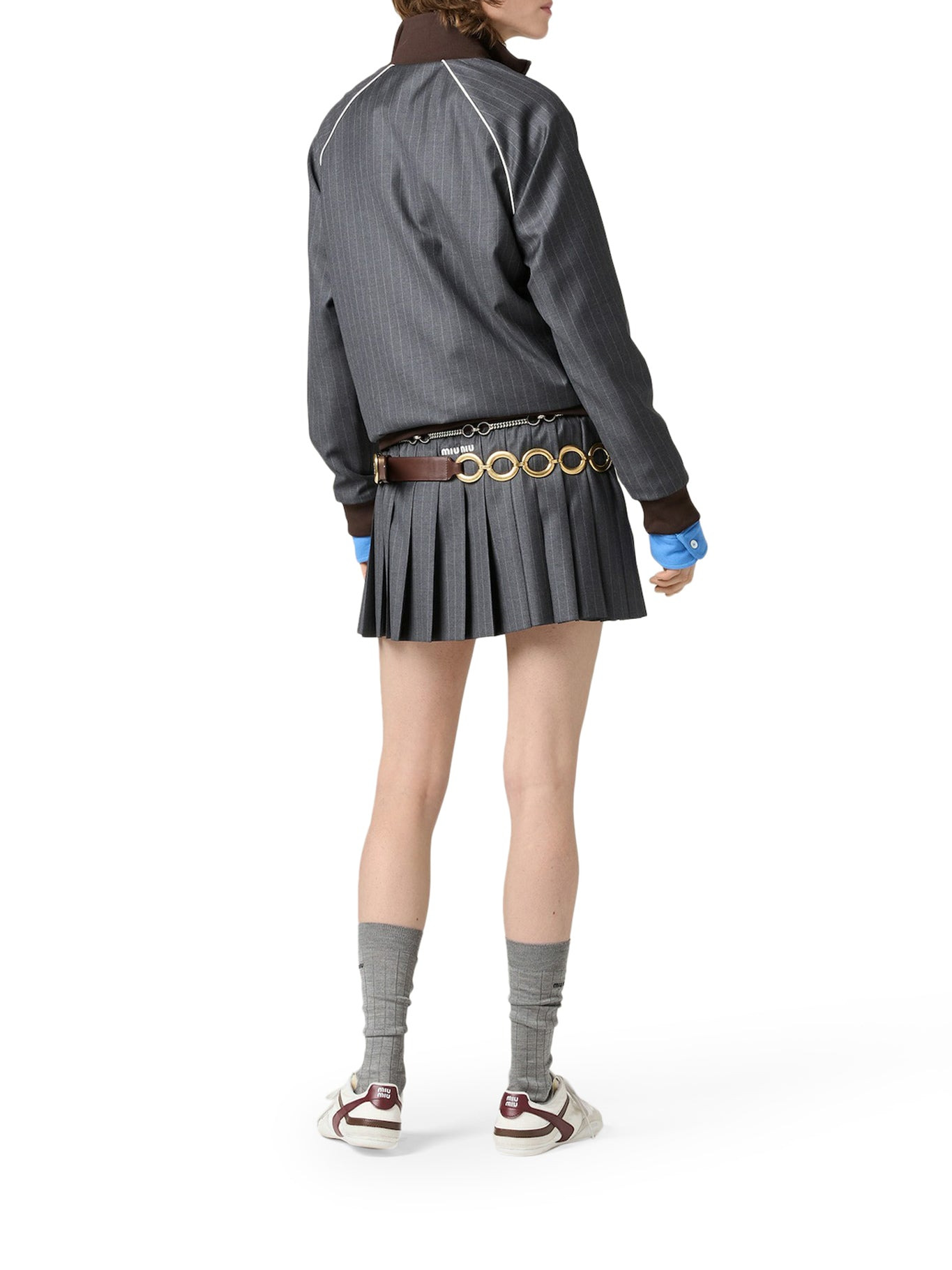 PINSTRIPED PLEATED MINISKIRT - 4