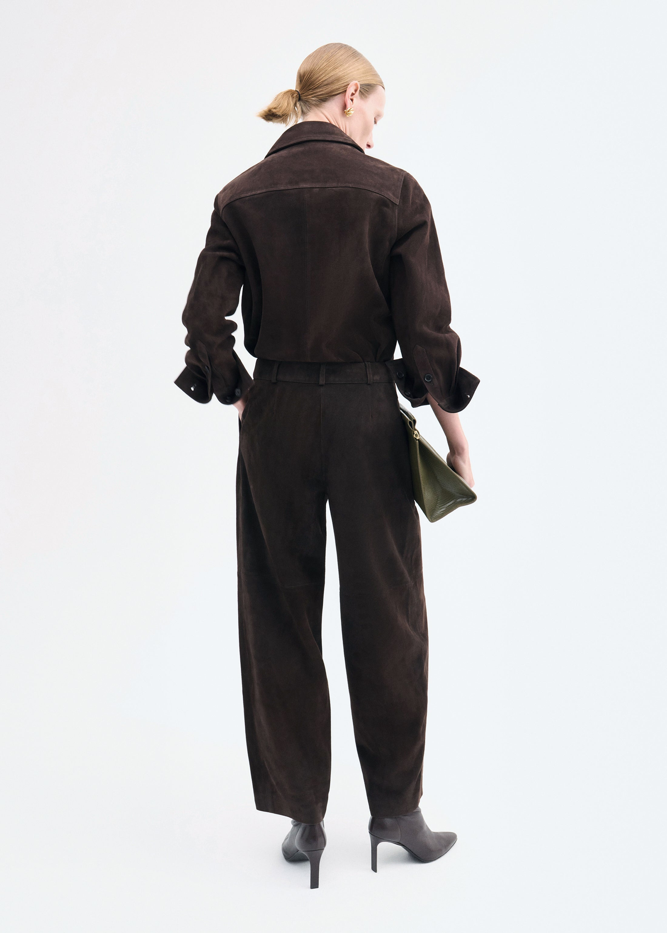 Curved Trouser in Suede - 3