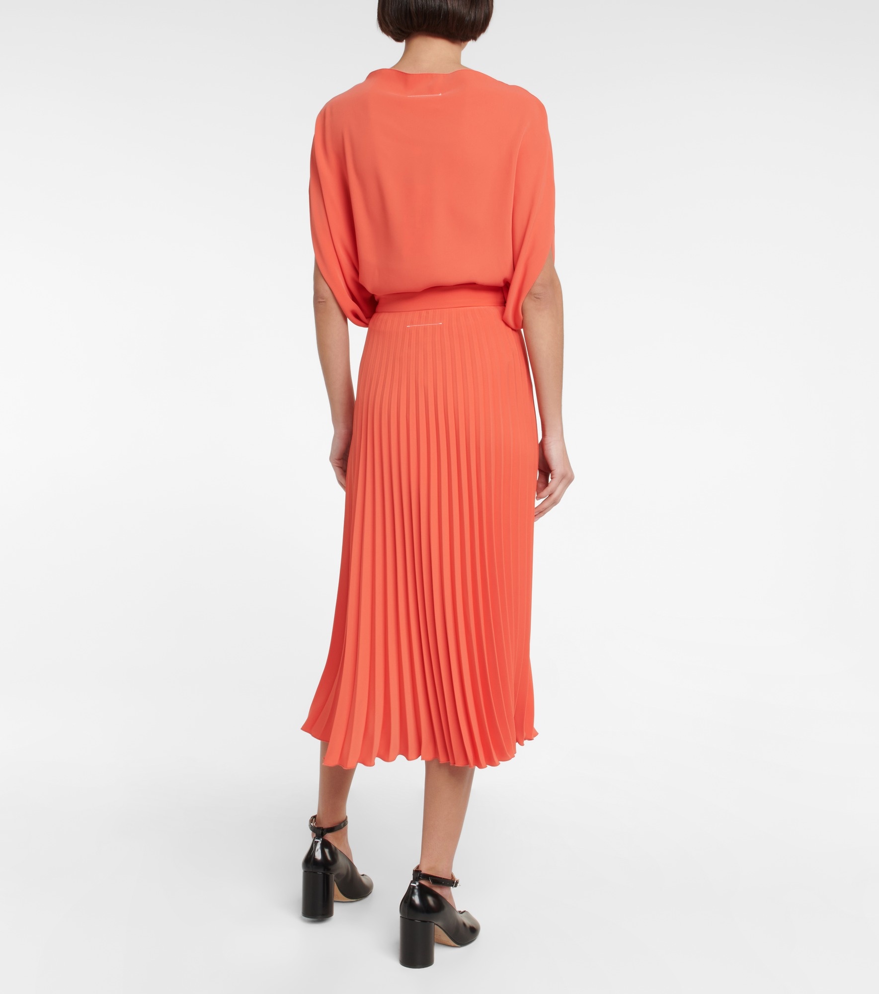 Pleated crêpe midi skirt - 3