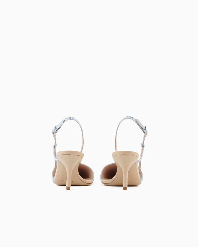 GIORGIO ARMANI Satin and rhinestone slingbacks outlook