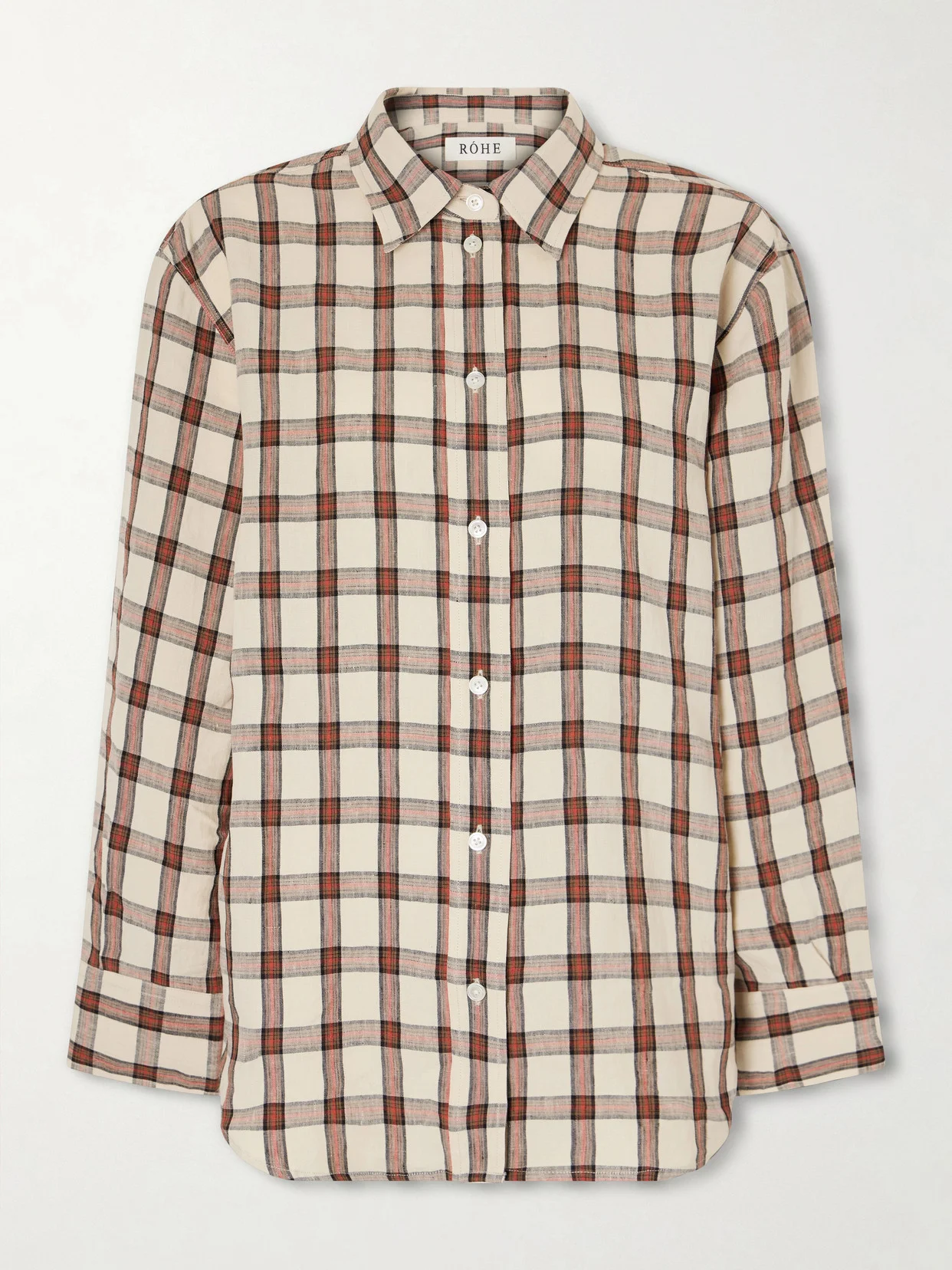 Oversized Checked Linen Shirt - 1