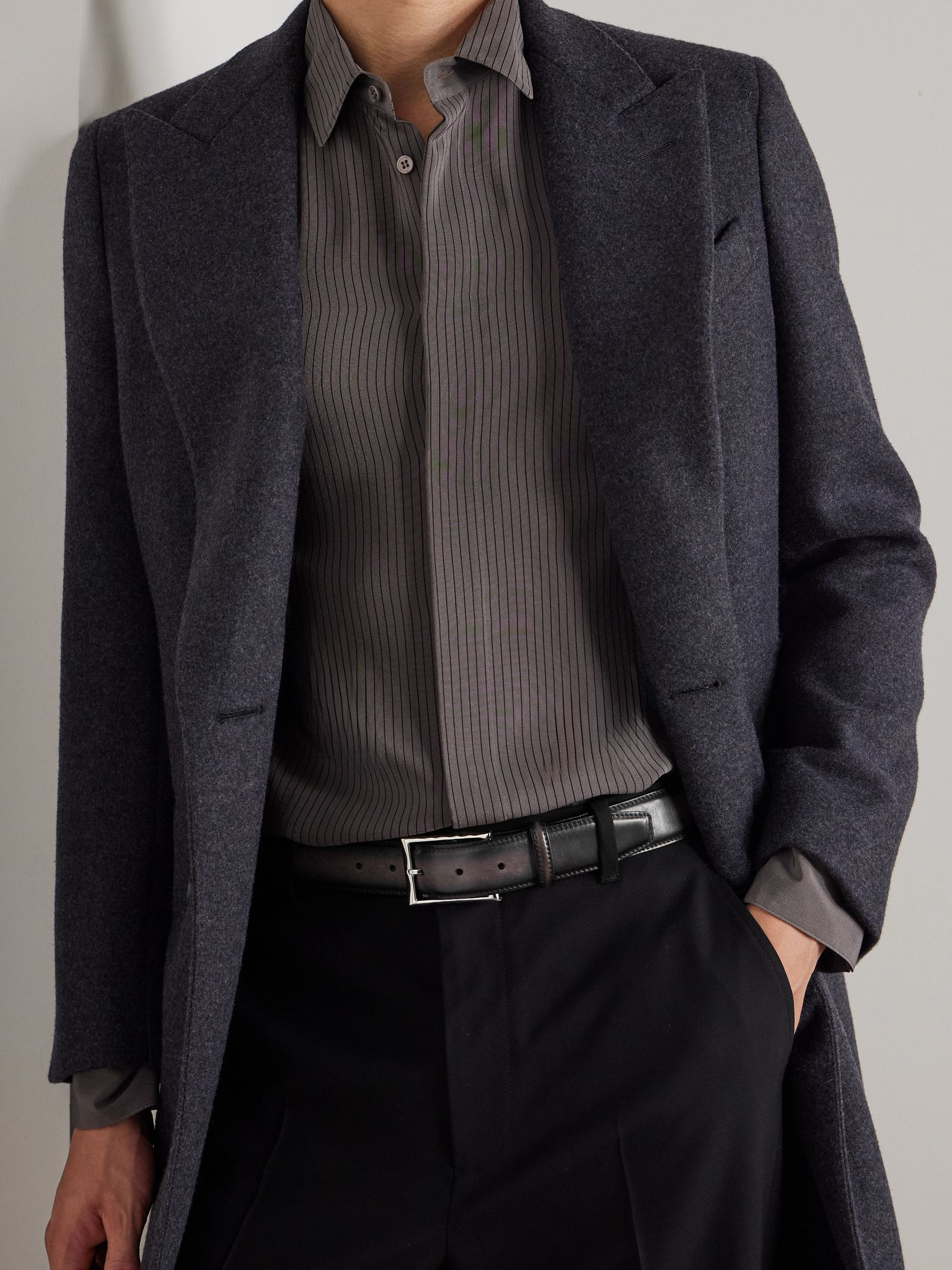 3.5cm Venezia Leather Belt Black - 3