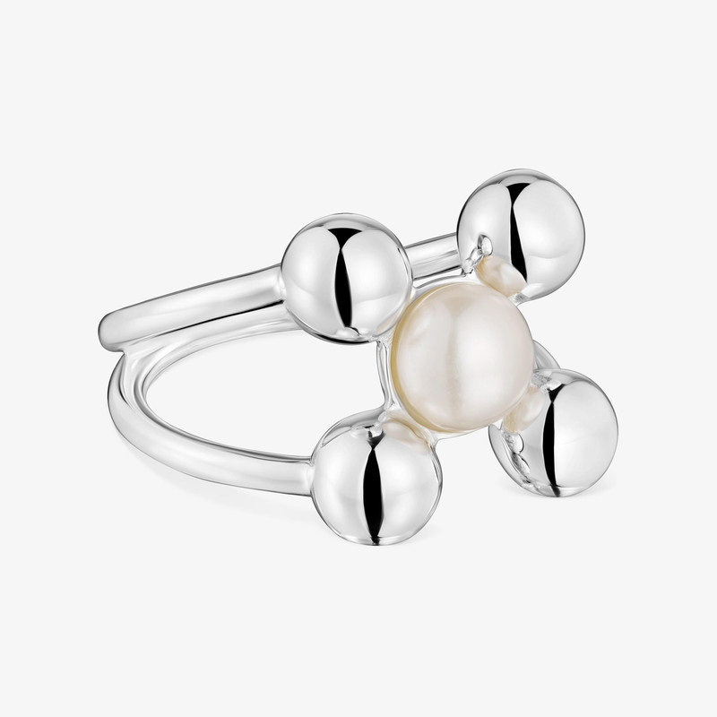 TOUS Large silver and cultured pearl motifs Ring Sugar Party outlook