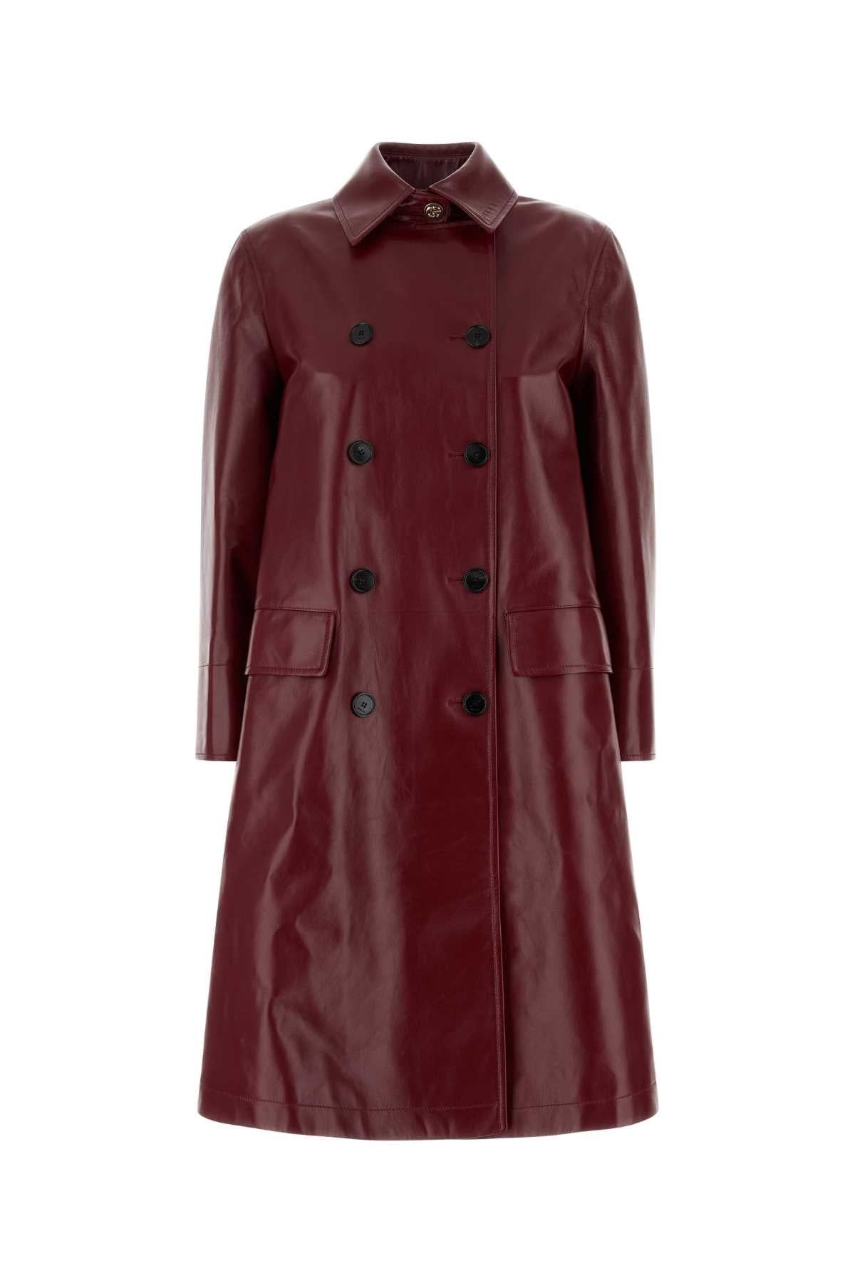 Gucci Women Burgundy Nappa Leather Coat - 1