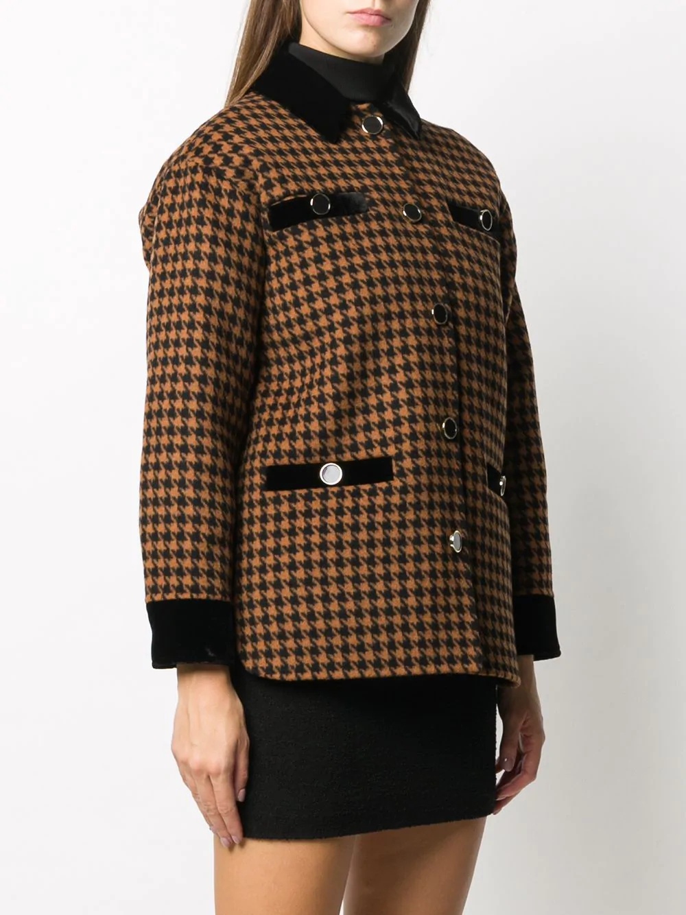 Tayla dogtooth print wool blend coat - 3