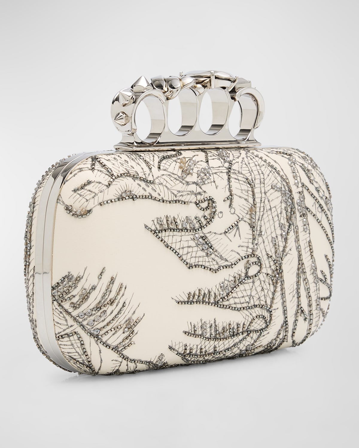 Knuckle Four-Ring Embellished Clutch Bag - 7