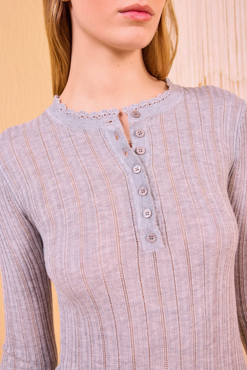 ULLA JOHNSON Delia Long Sleeve Henley Knit Top outlook