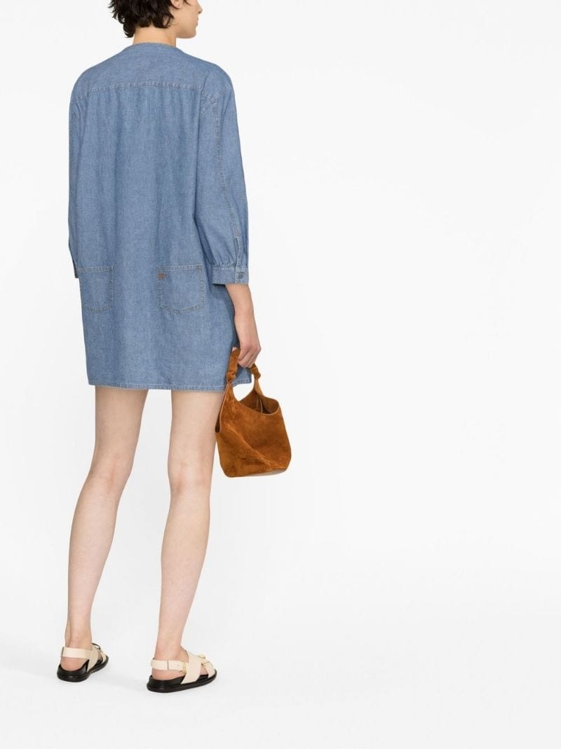 ruffled washed denim dress - 4