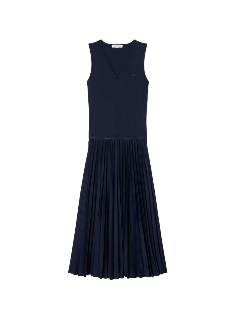 pleated V-neck midi dress 1