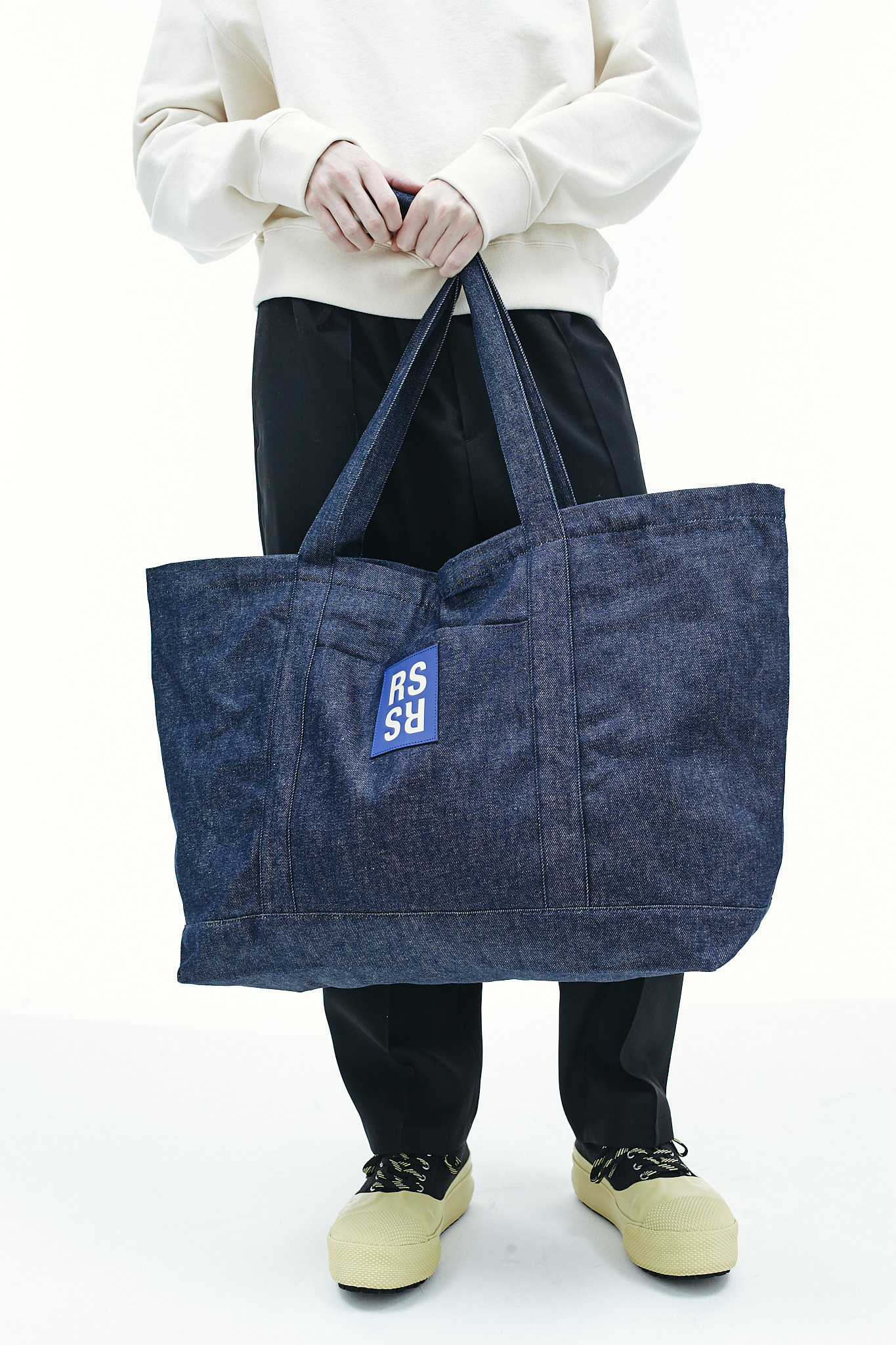 NAVY BLUE DENIM TOTE BAG - 8