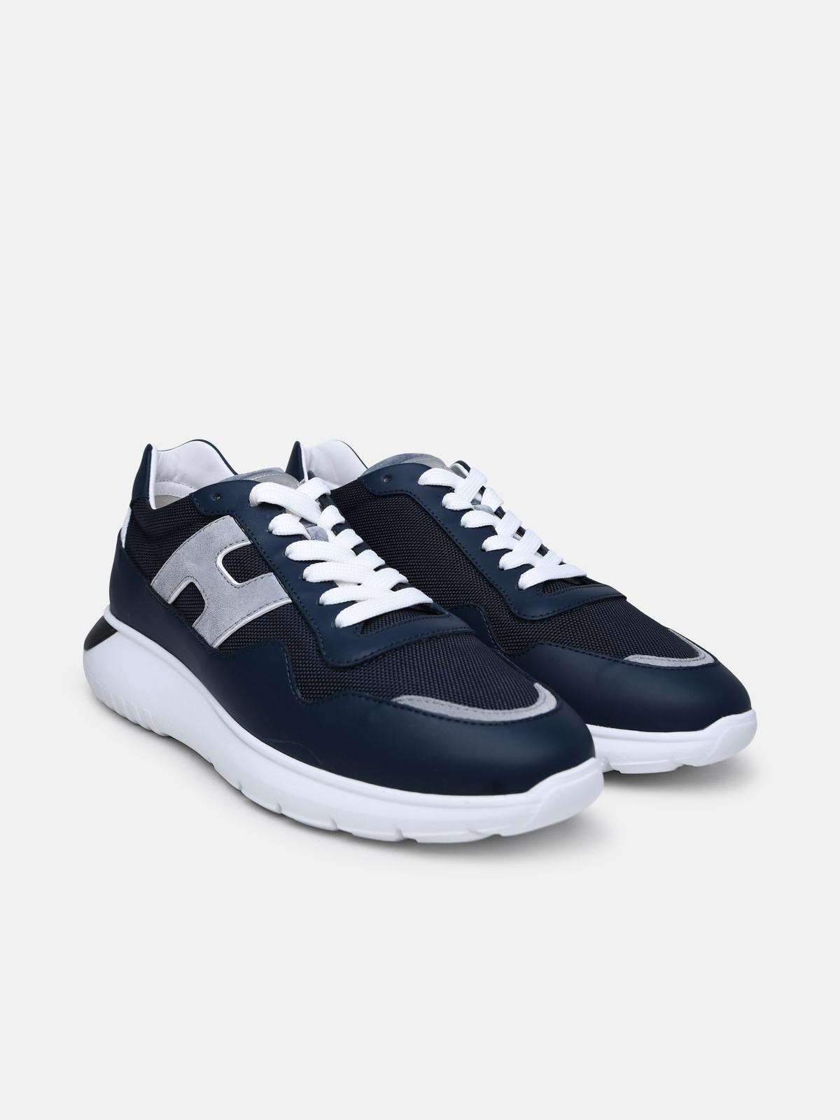 INTERACTIVE 3 BLUE LEATHER BLEND SNEAKERS - 2