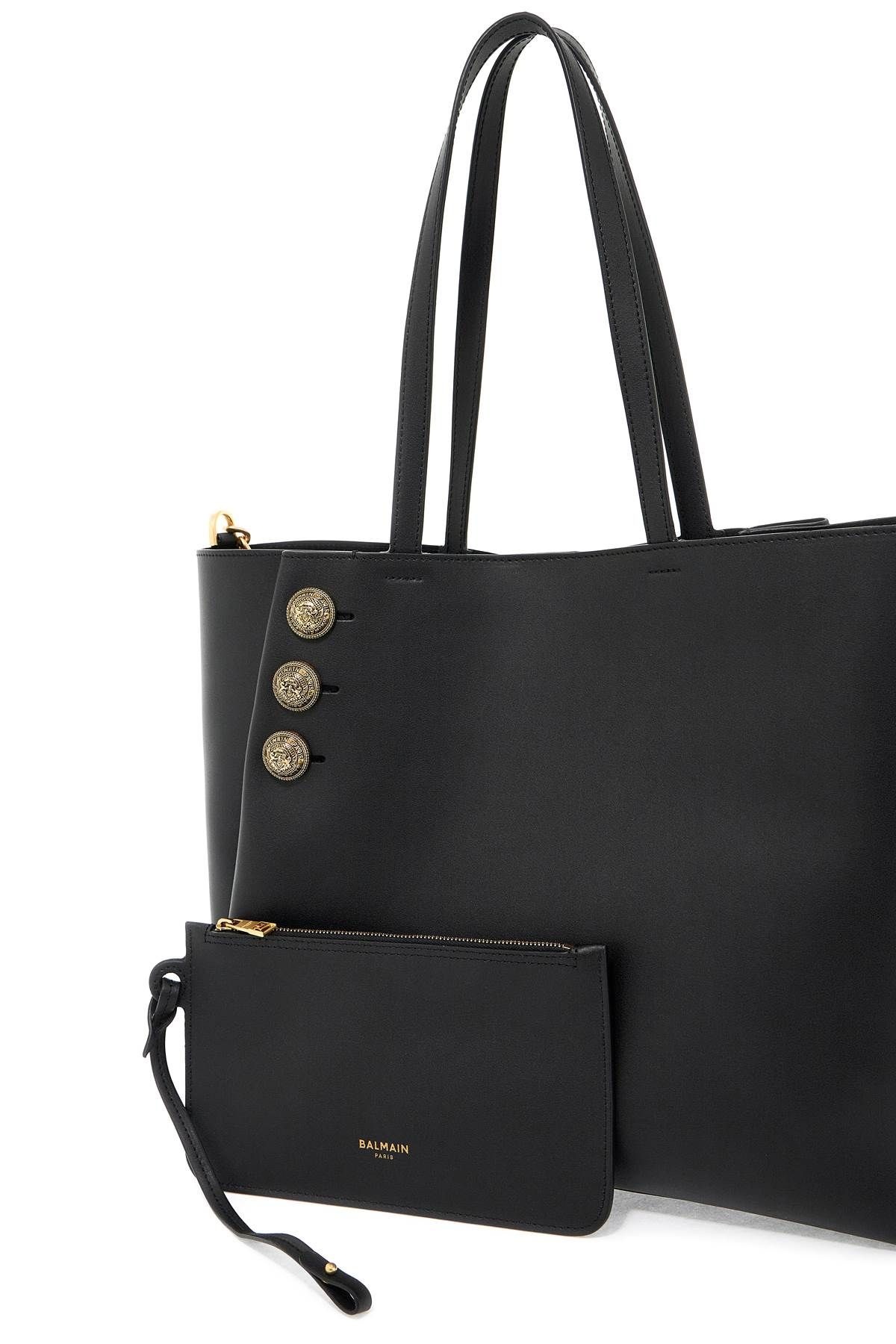 Balmain Smooth Leather Emblème Tote Bag - 3