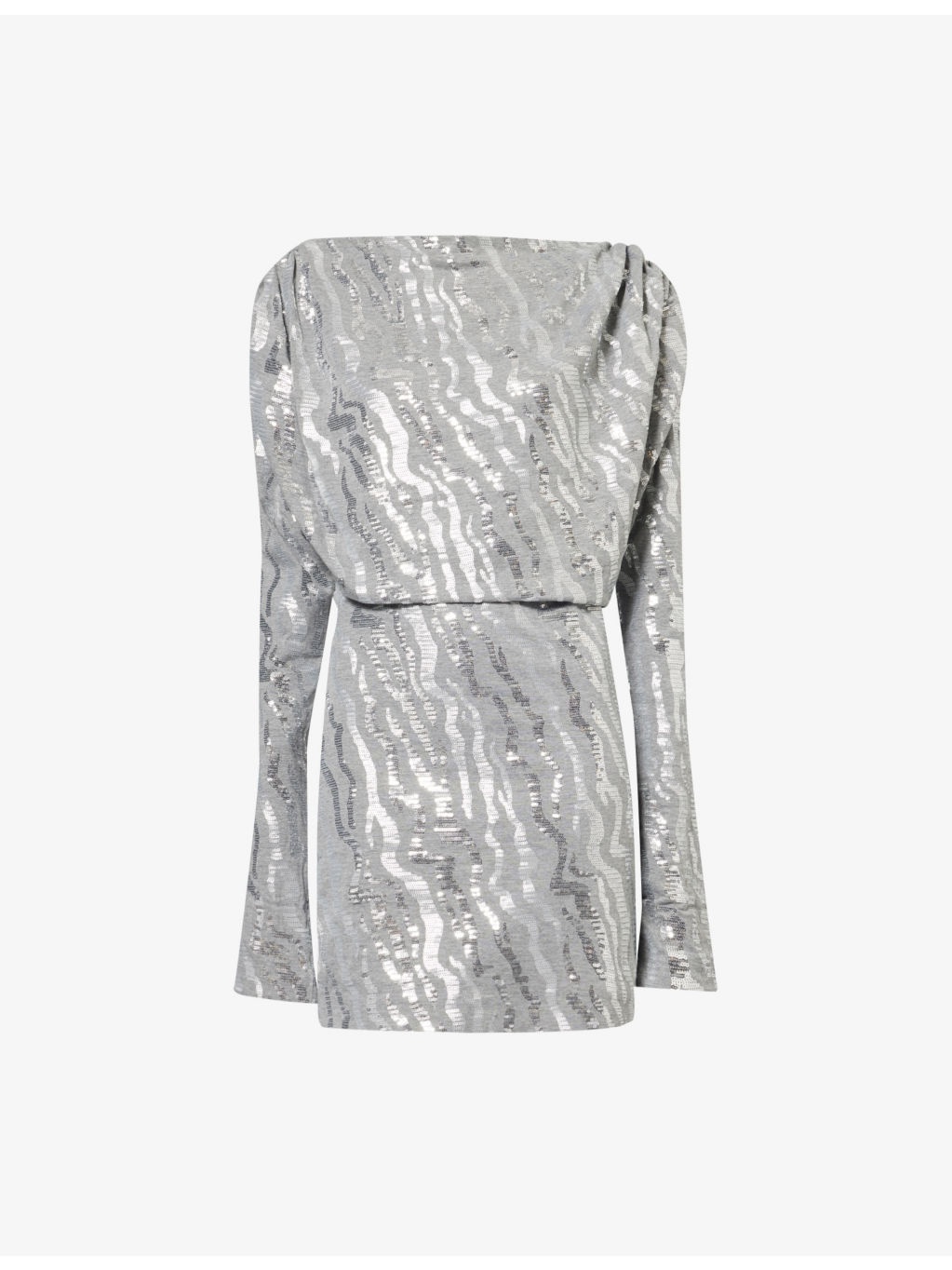 Boat-neck sequin-embellished woven mini dress - 1