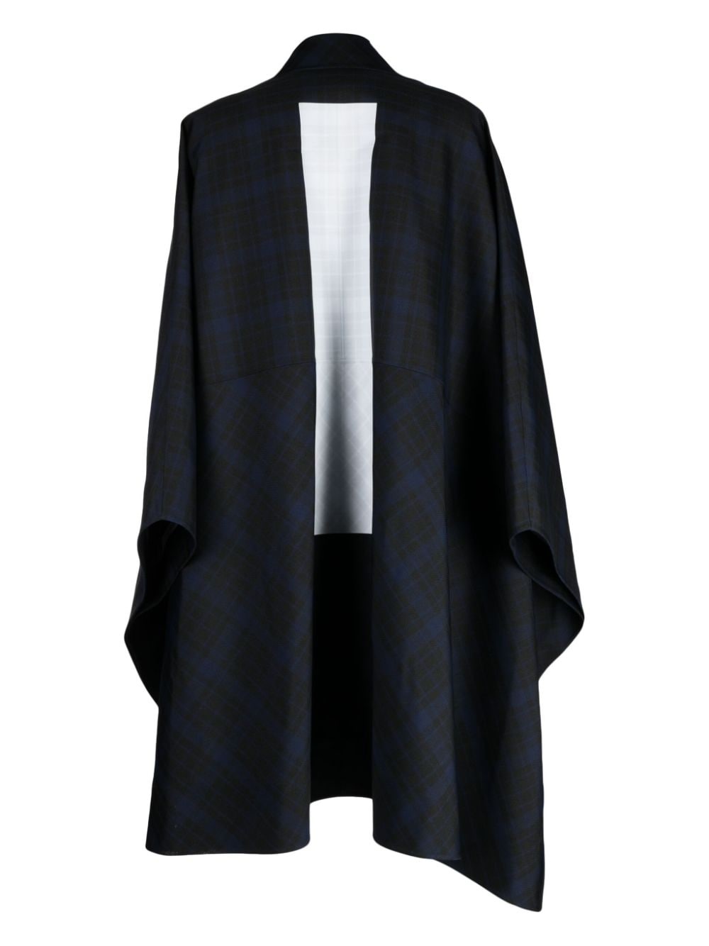 checkered asymmetric zip-up cape - 2