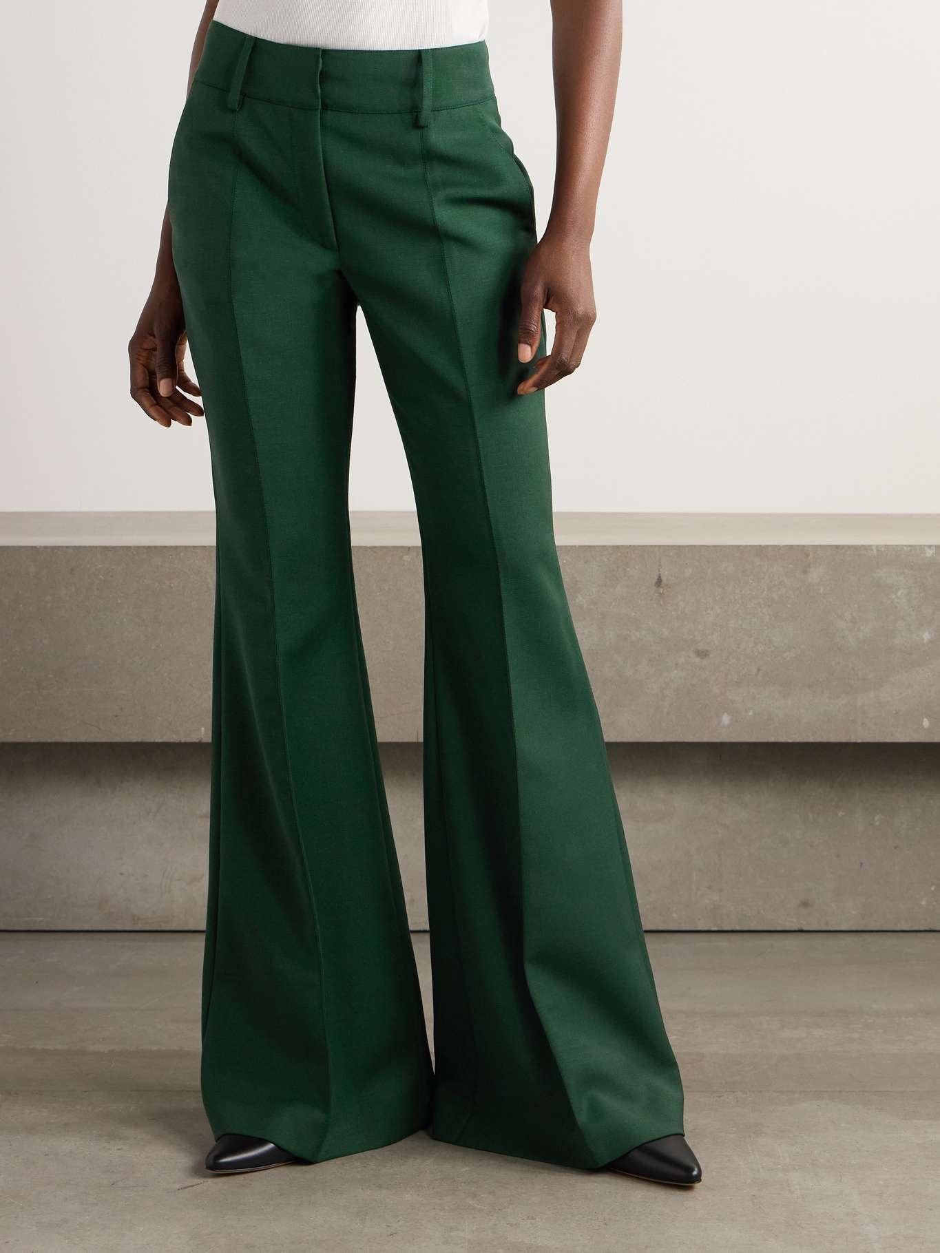 Rhein pleated wool flared pants - 3