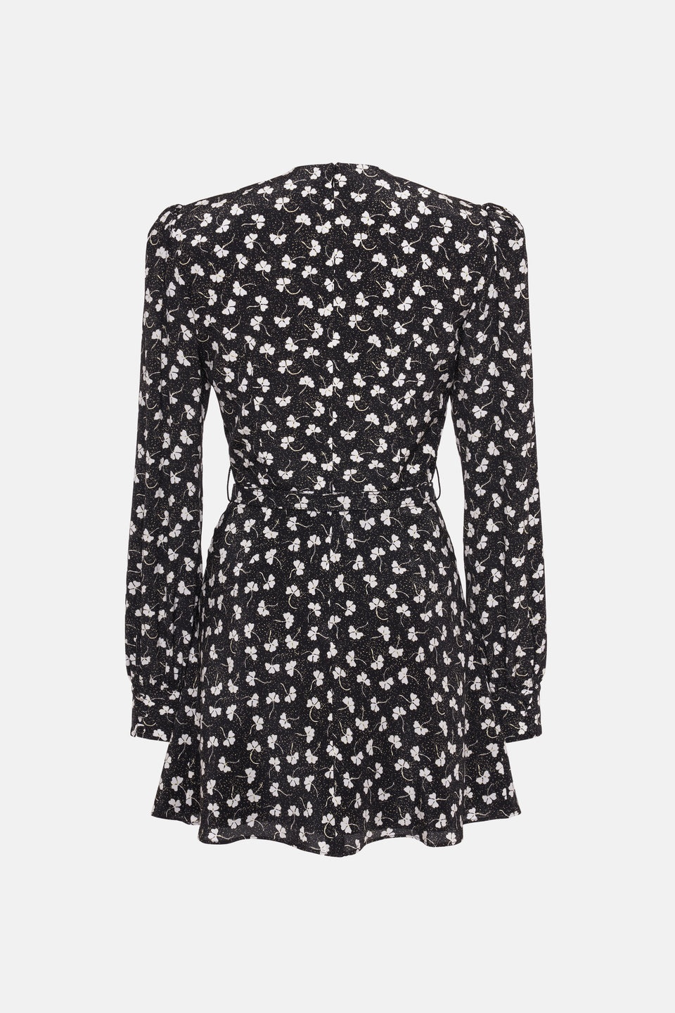 CLOVER PRINT SILK MINI DRESS WITH BELT - 2