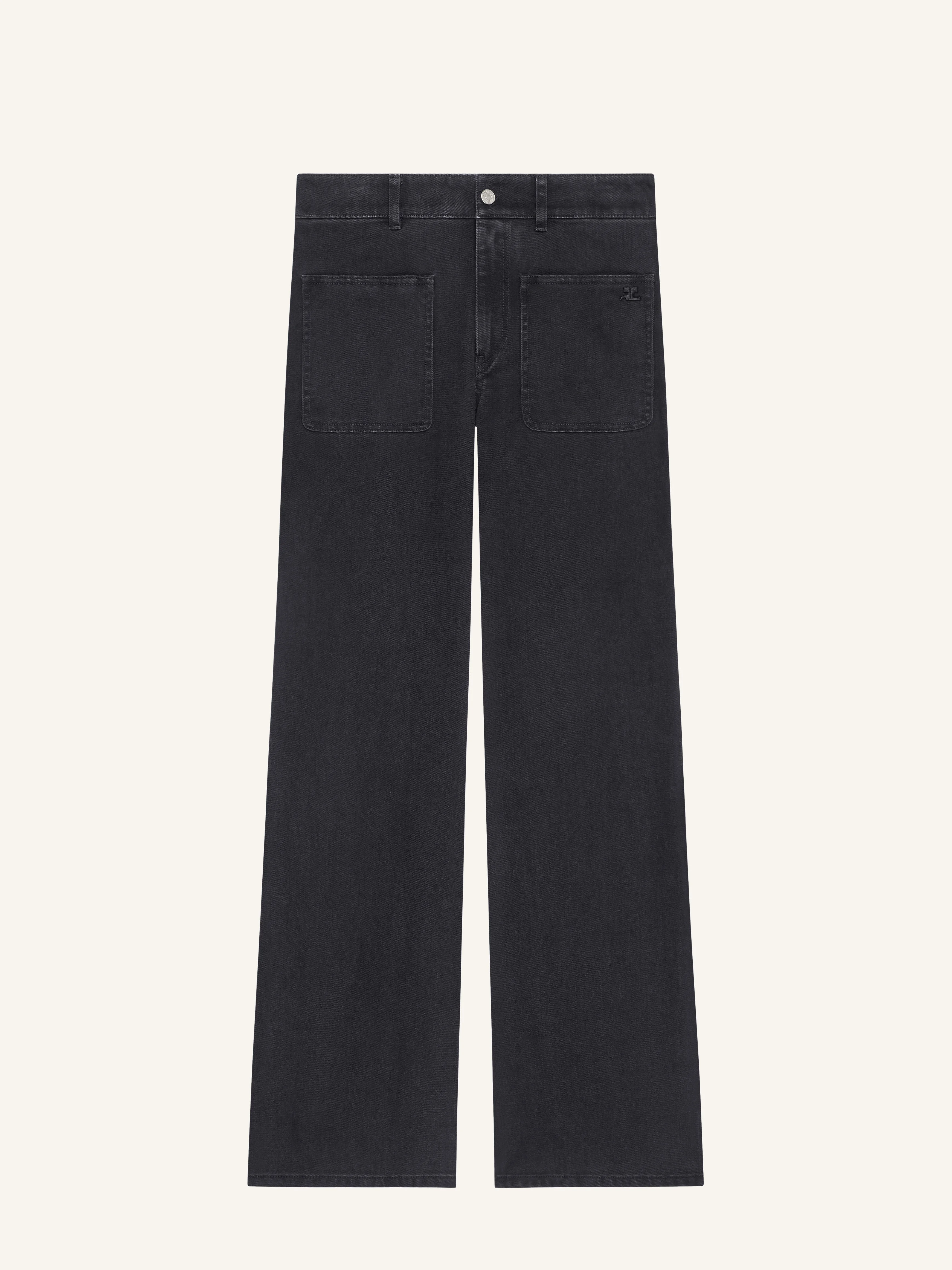 2-POCKET DENIM BAGGY PANTS - 1